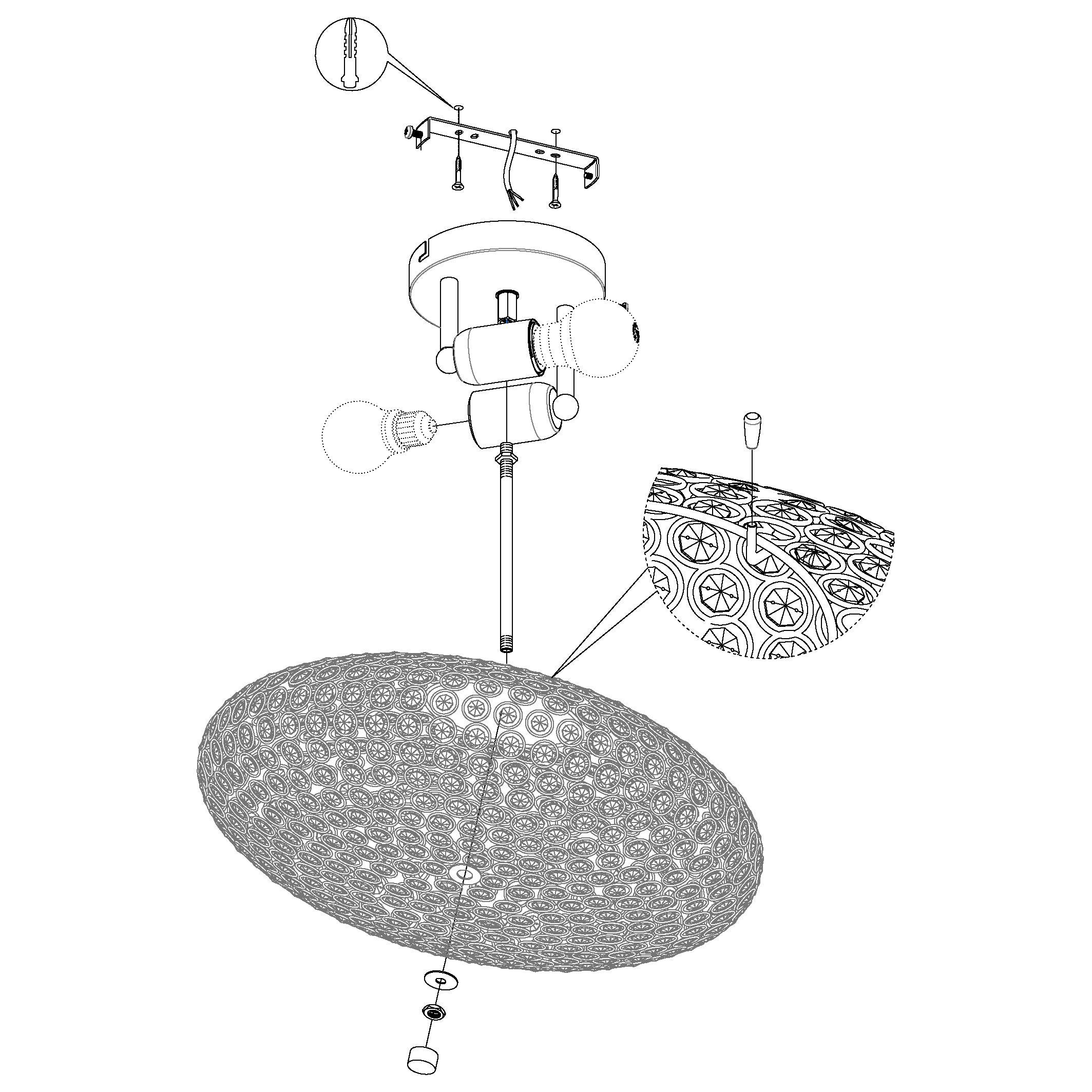 eglo clemente flush chrome clear glass crystals ceiling light 35cm Kitchen Lighting Close Up