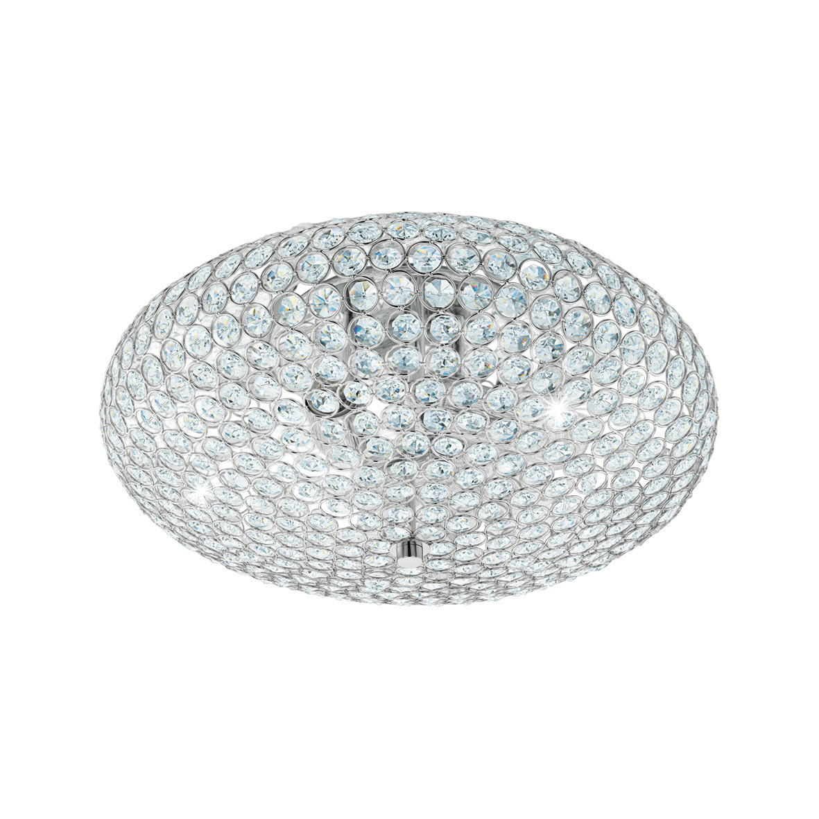 eglo clemente flush chrome clear glass crystals ceiling light 35cm living room image