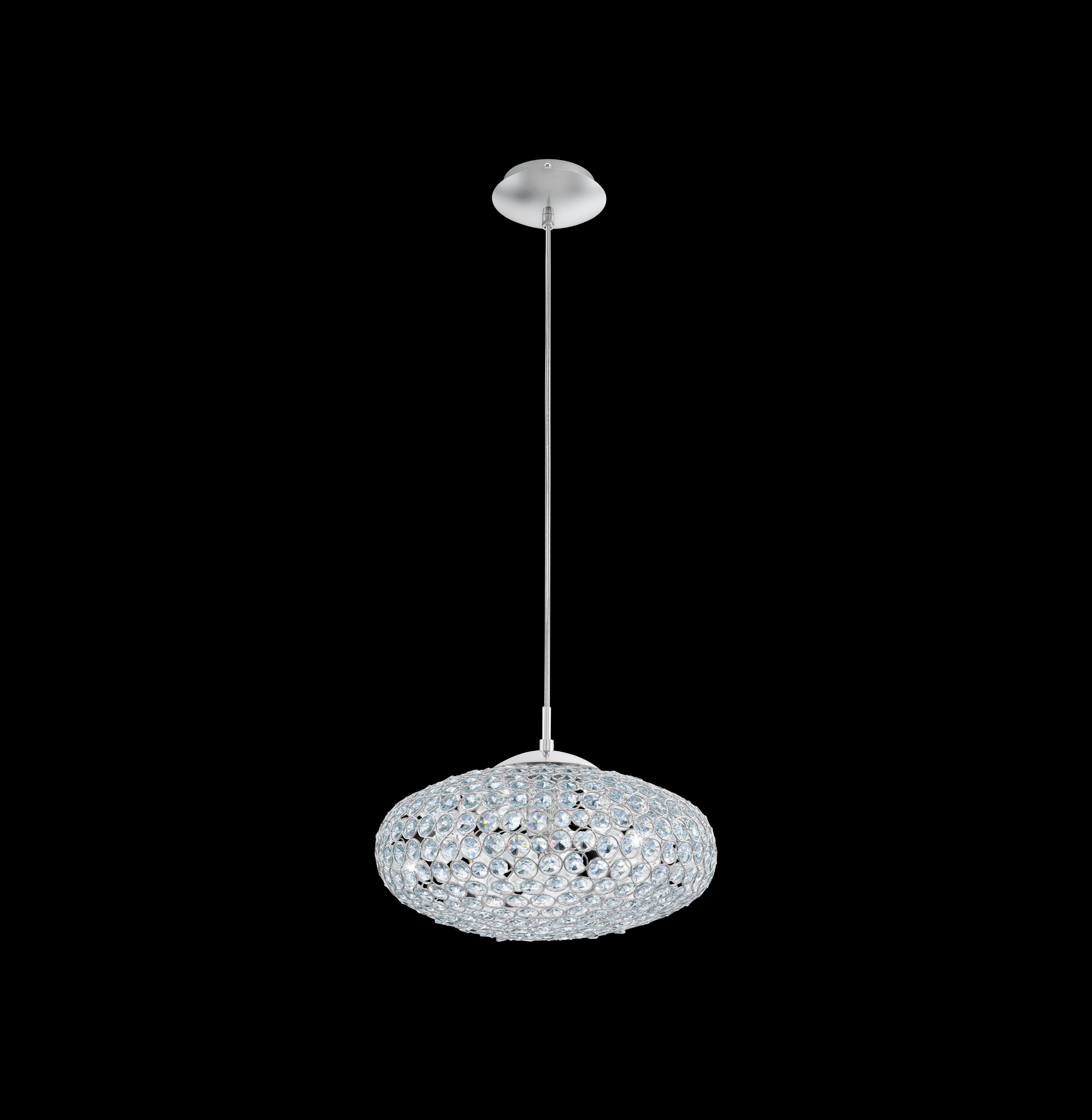 eglo clemente chrome clear glass crystal ceiling pendant living room close up