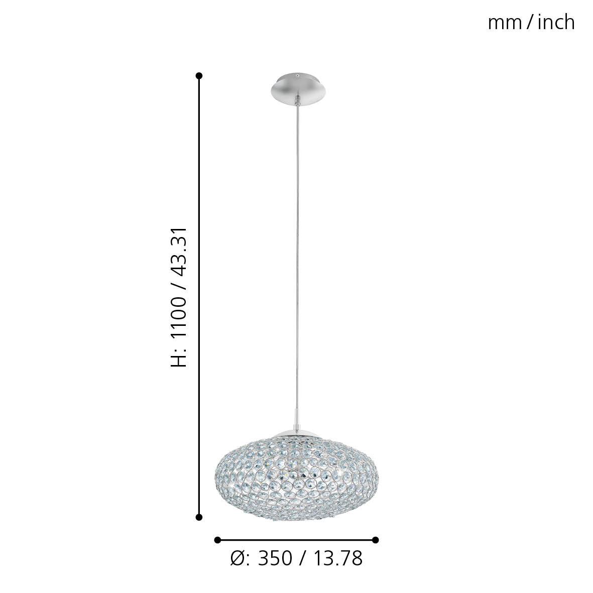 eglo clemente chrome clear glass crystal ceiling pendant kitchen lighting
