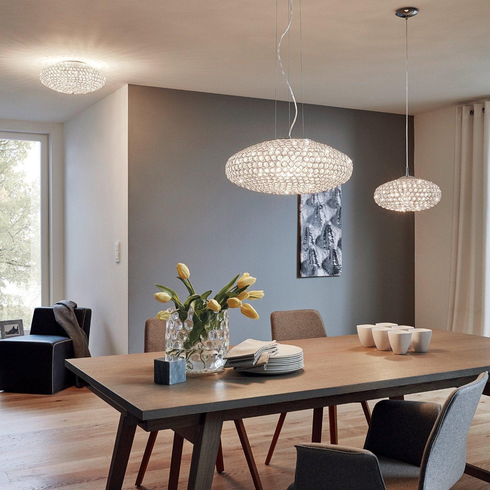 eglo clemente chrome clear glass crystal ceiling pendant