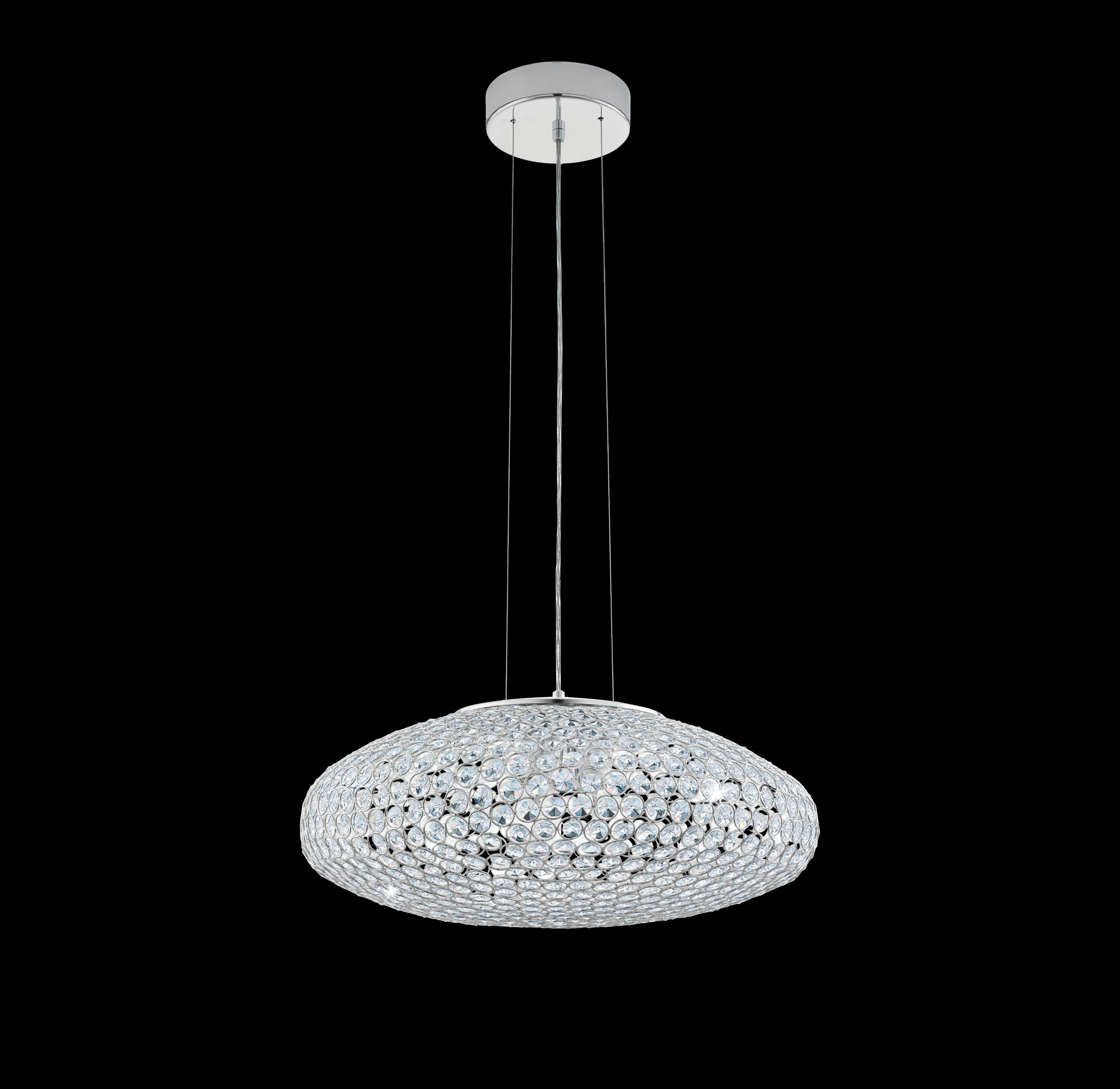 eglo clemente oval chrome clear glass crystal ceiling pendant 54cm living room image