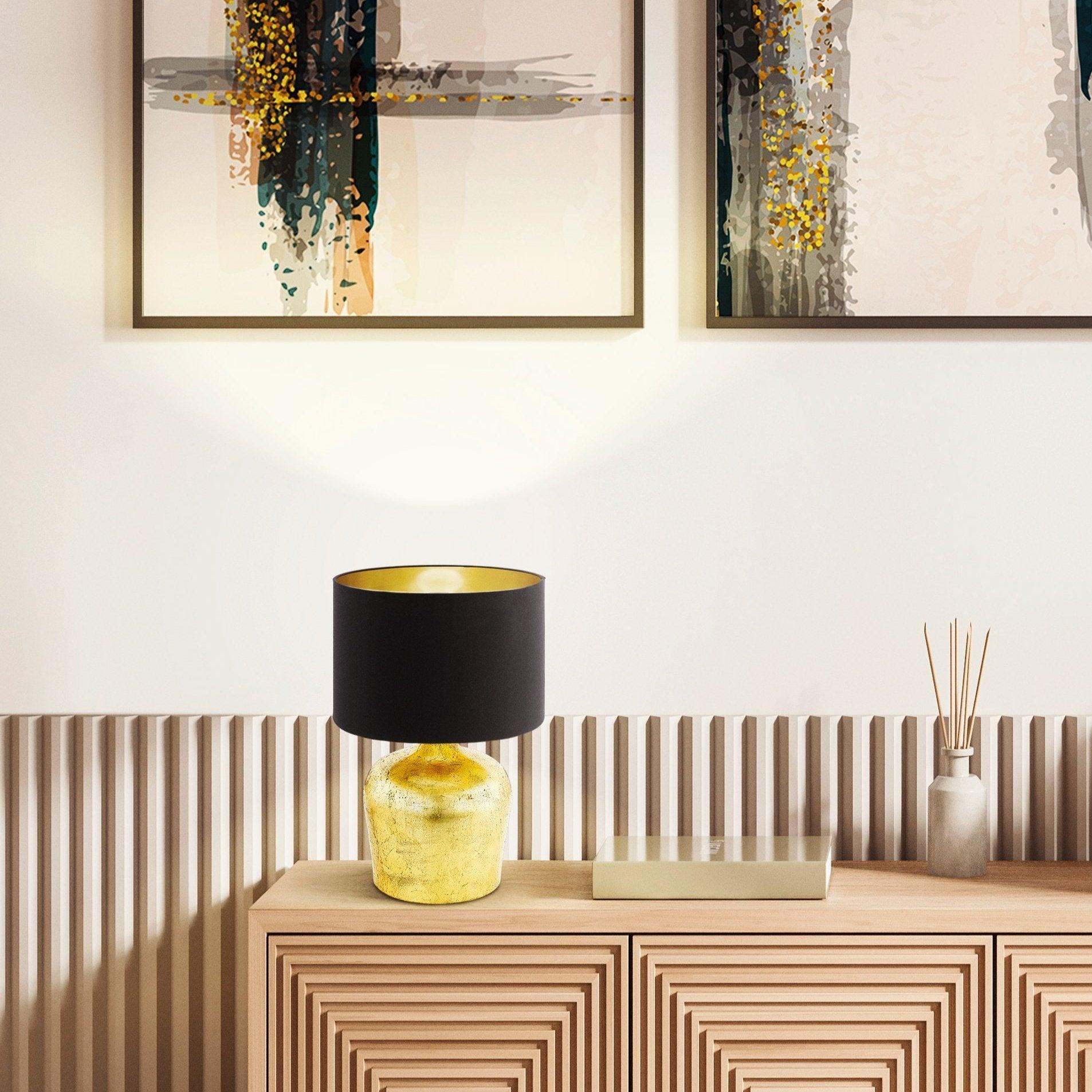 eglo manalba gold table lamp black shade