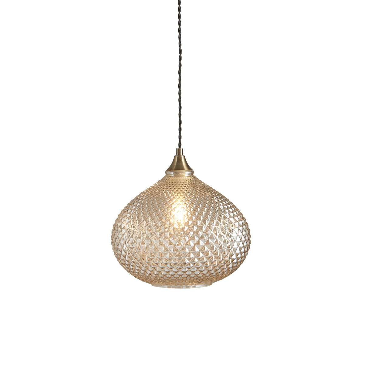 Endon Livia 1 Light Antique Brass Ceiling Pendant-warehouse-180926