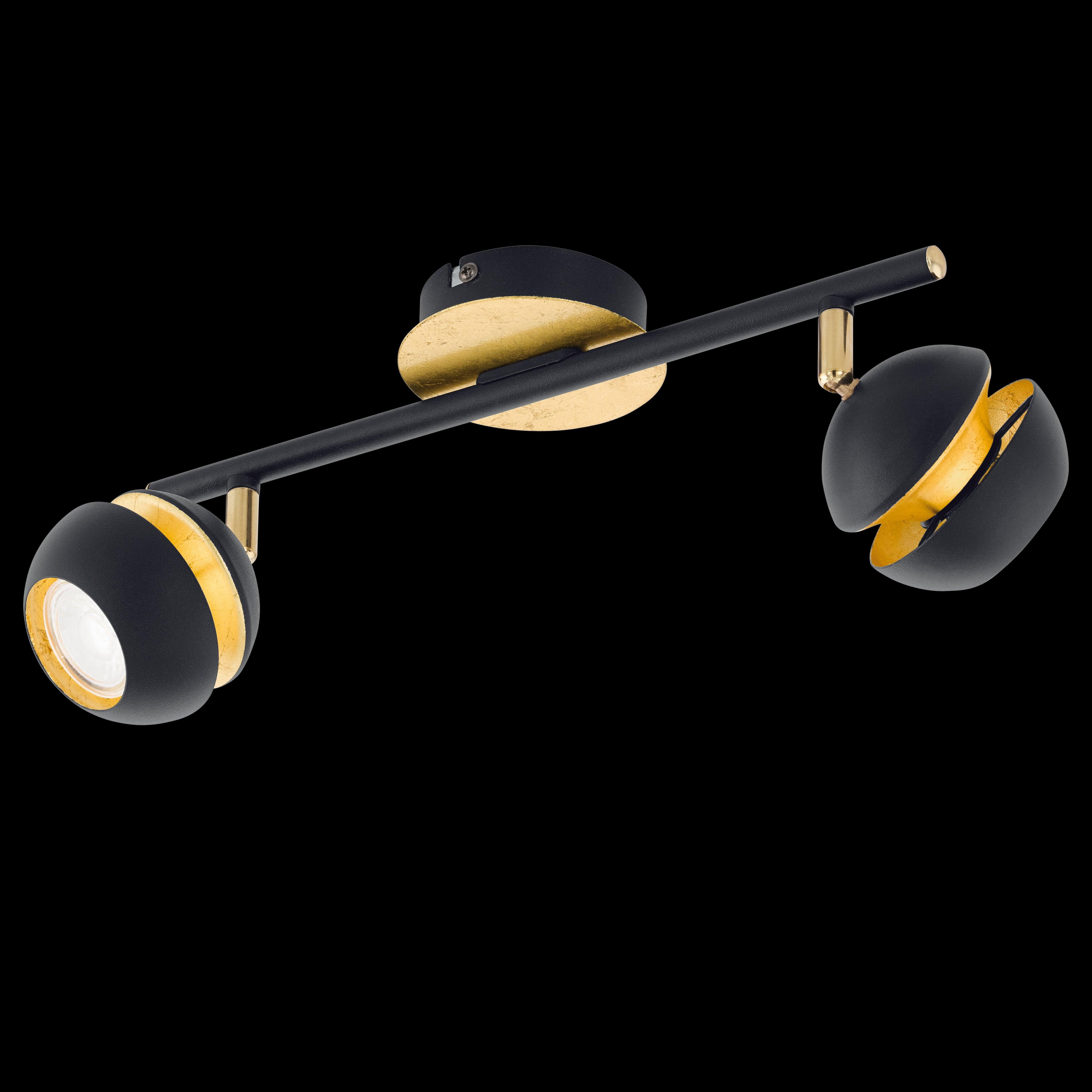 eglo nocito gold black 2 light bar spotlight living room image