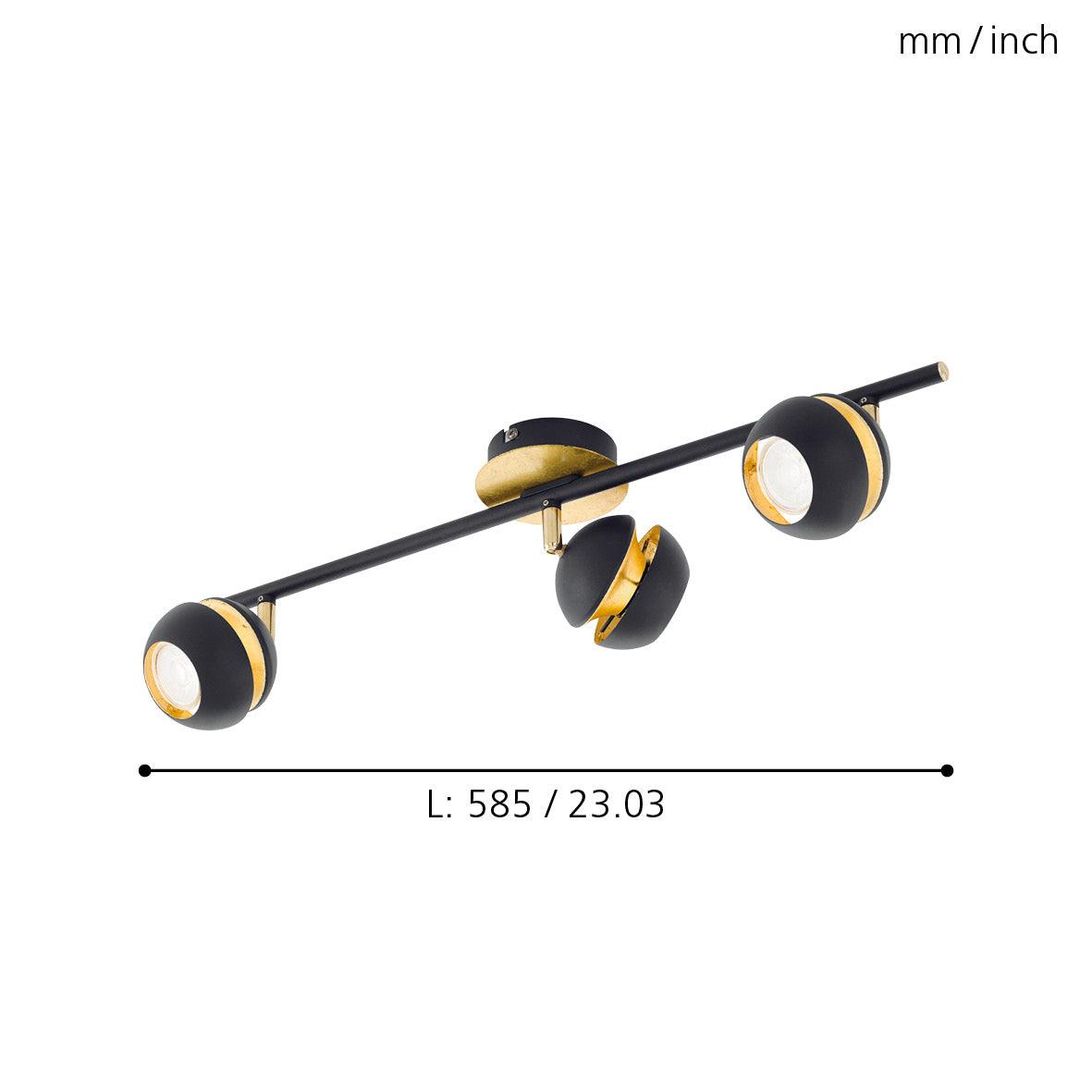 eglo nocito gold black 3 light bar spotlight Kitchen Lighting Close Up