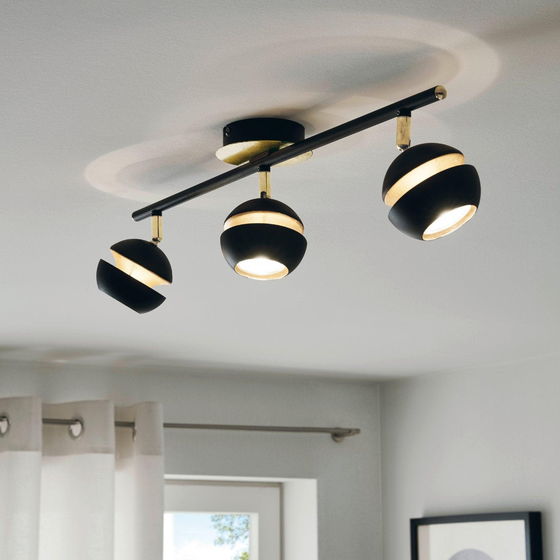 eglo nocito gold black 3 light bar spotlight