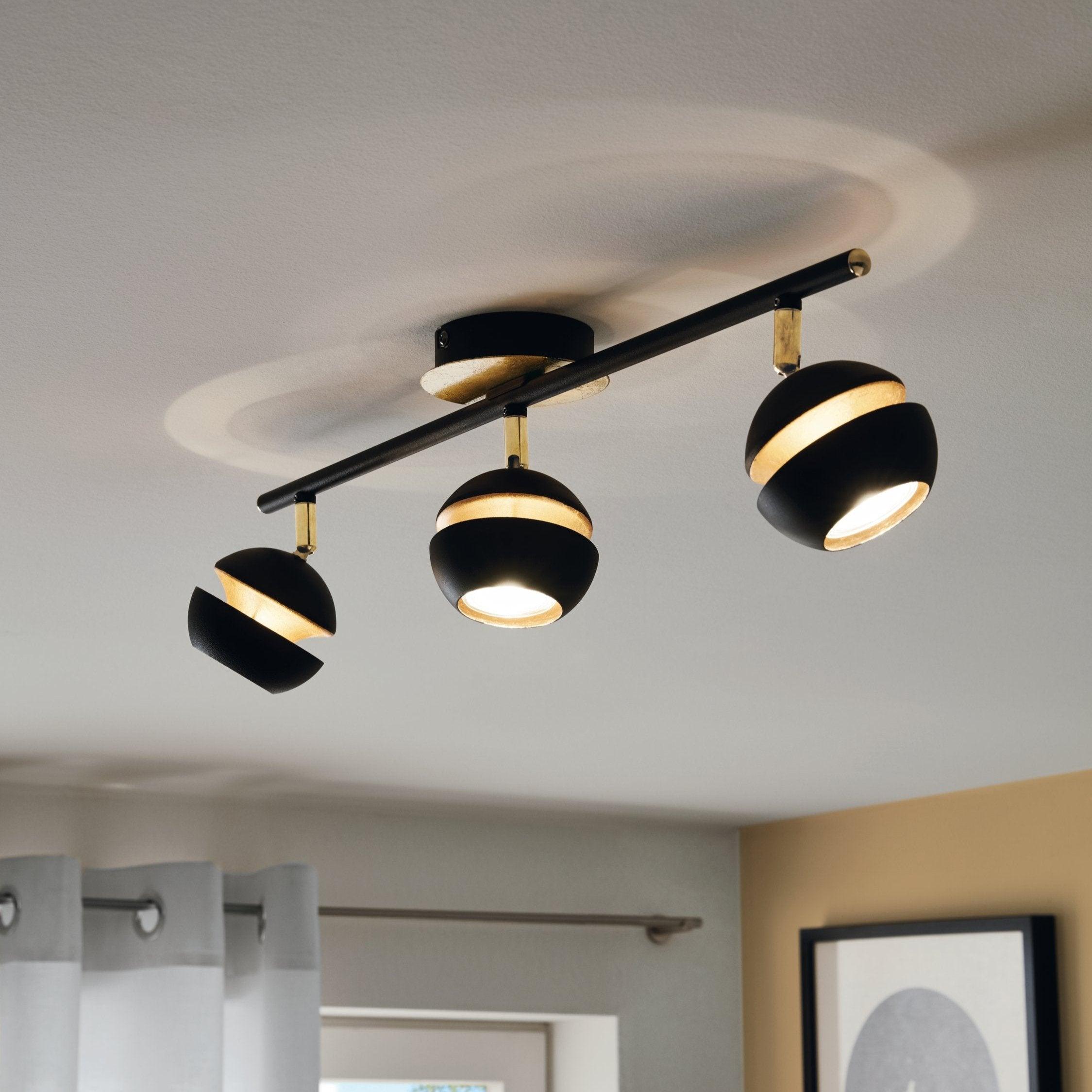 eglo nocito gold black 3 light bar spotlight living room image