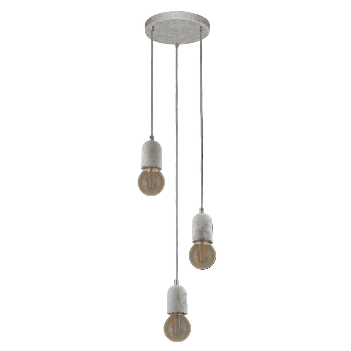 eglo silvares 3 light concrete holder clear cable ceiling pendant living room image