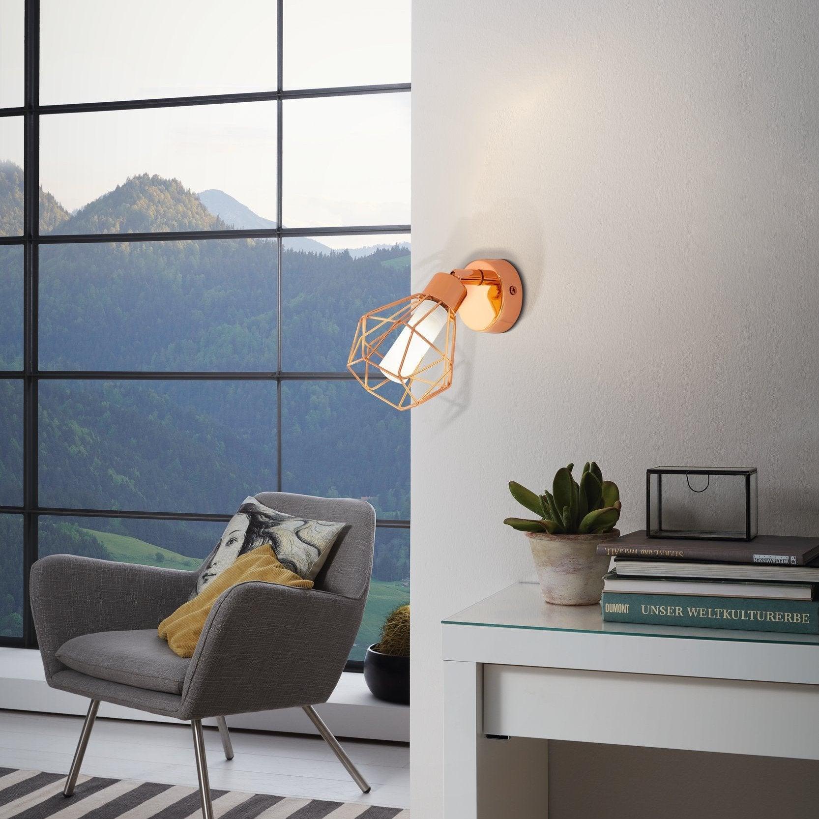 eglo zapata copper wire caged wall spotlight