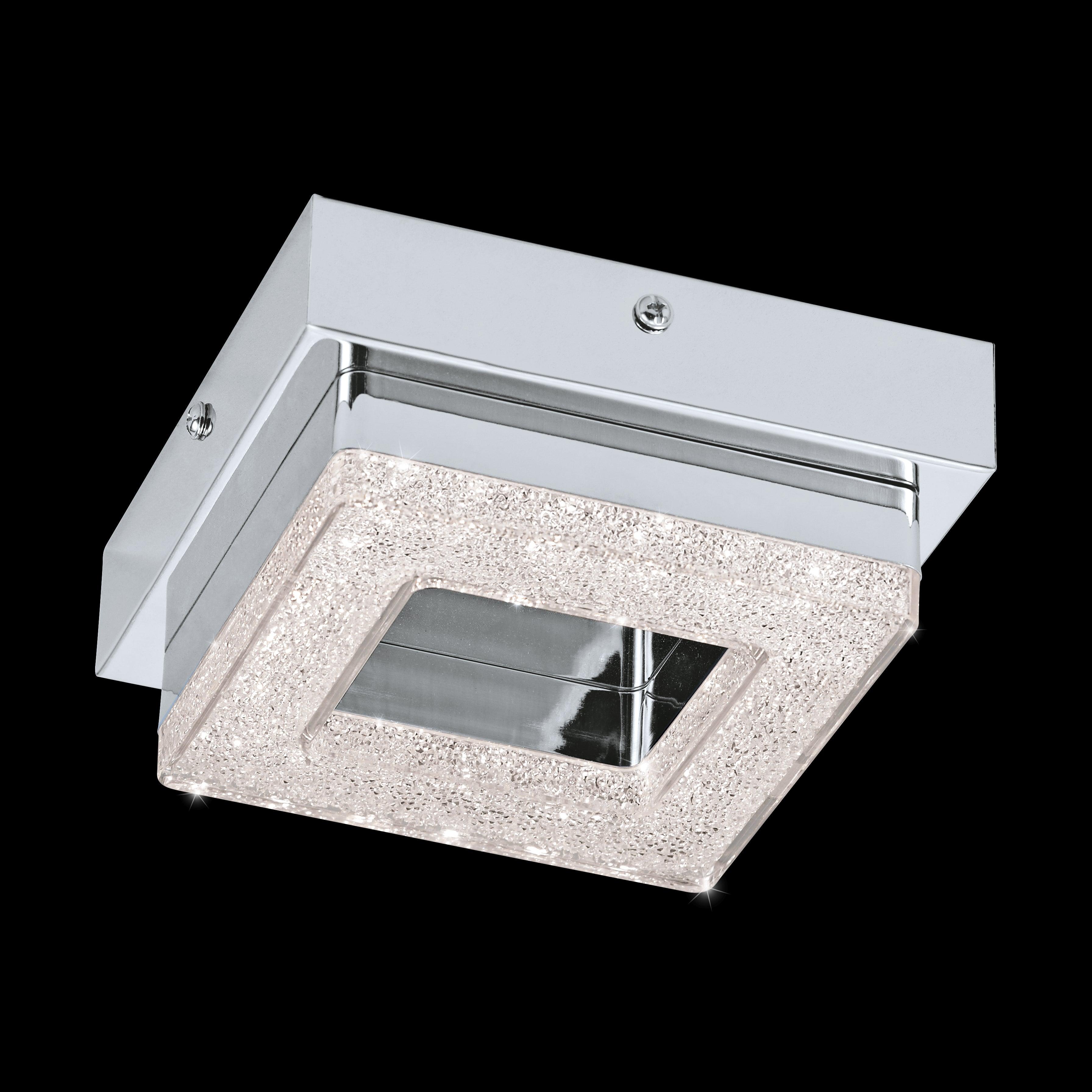 eglo fradelo square led chrome glass crystal ceiling flush living room image