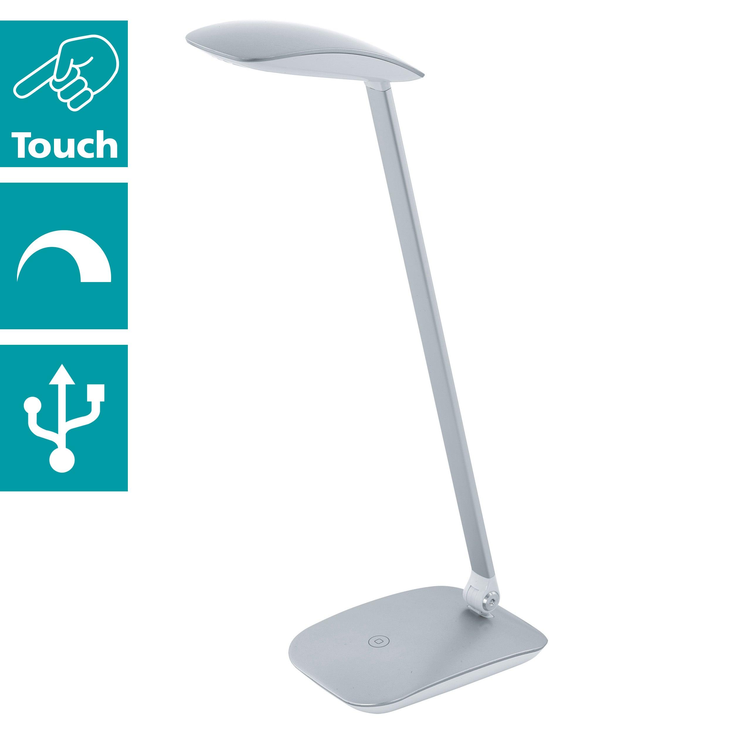 eglo cajero silver led desk lamp with usb kitchen lighting
