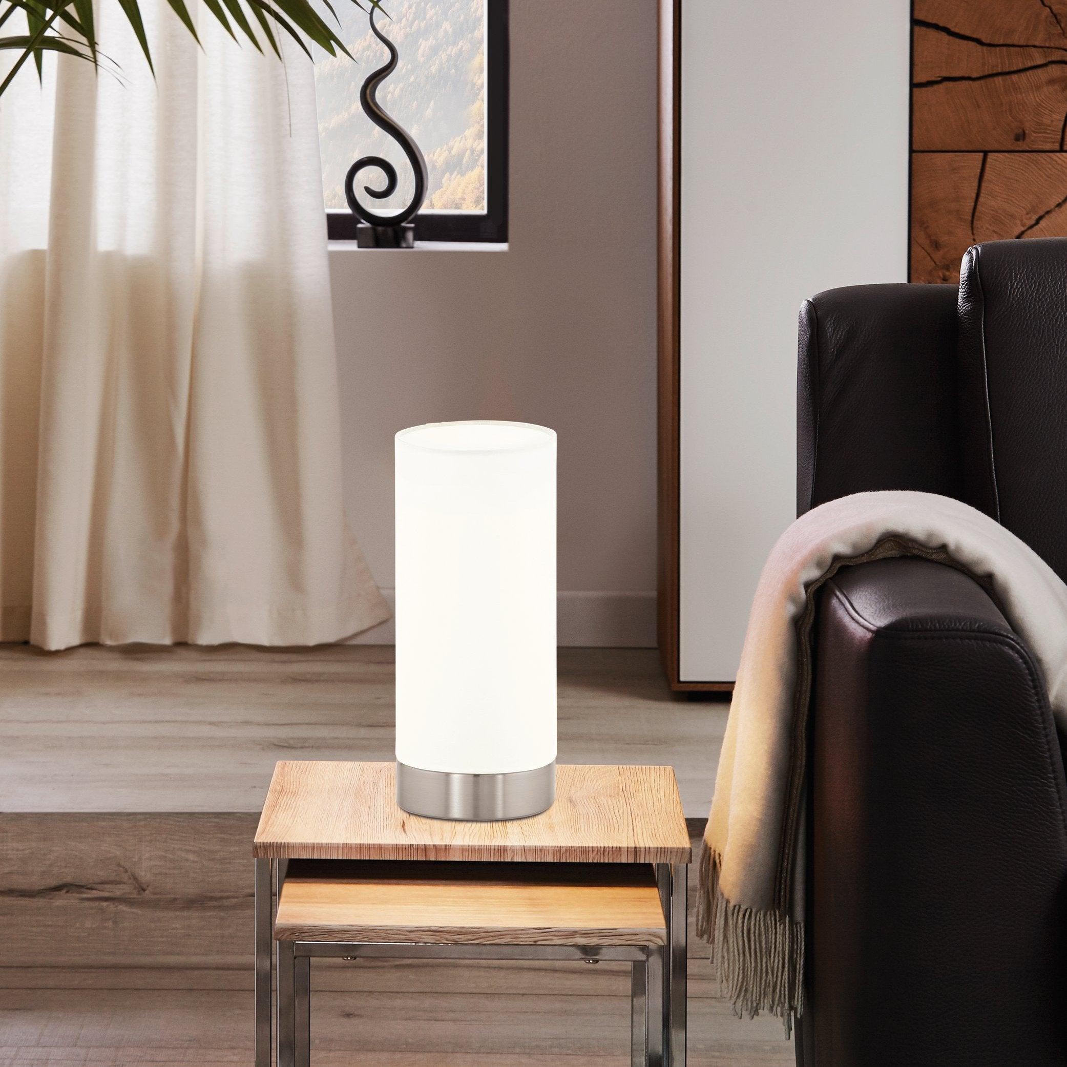 eglo damasco 1 nickel satin glass table lamp