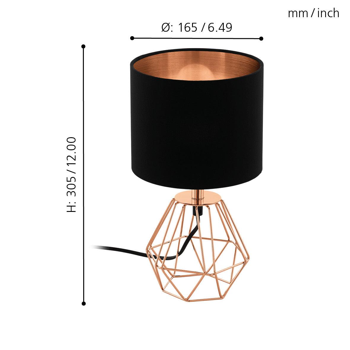 Eglo Carlton 2 Copper Gaged Table Lamp - Black Shade-WAREHOUSE-40-200326