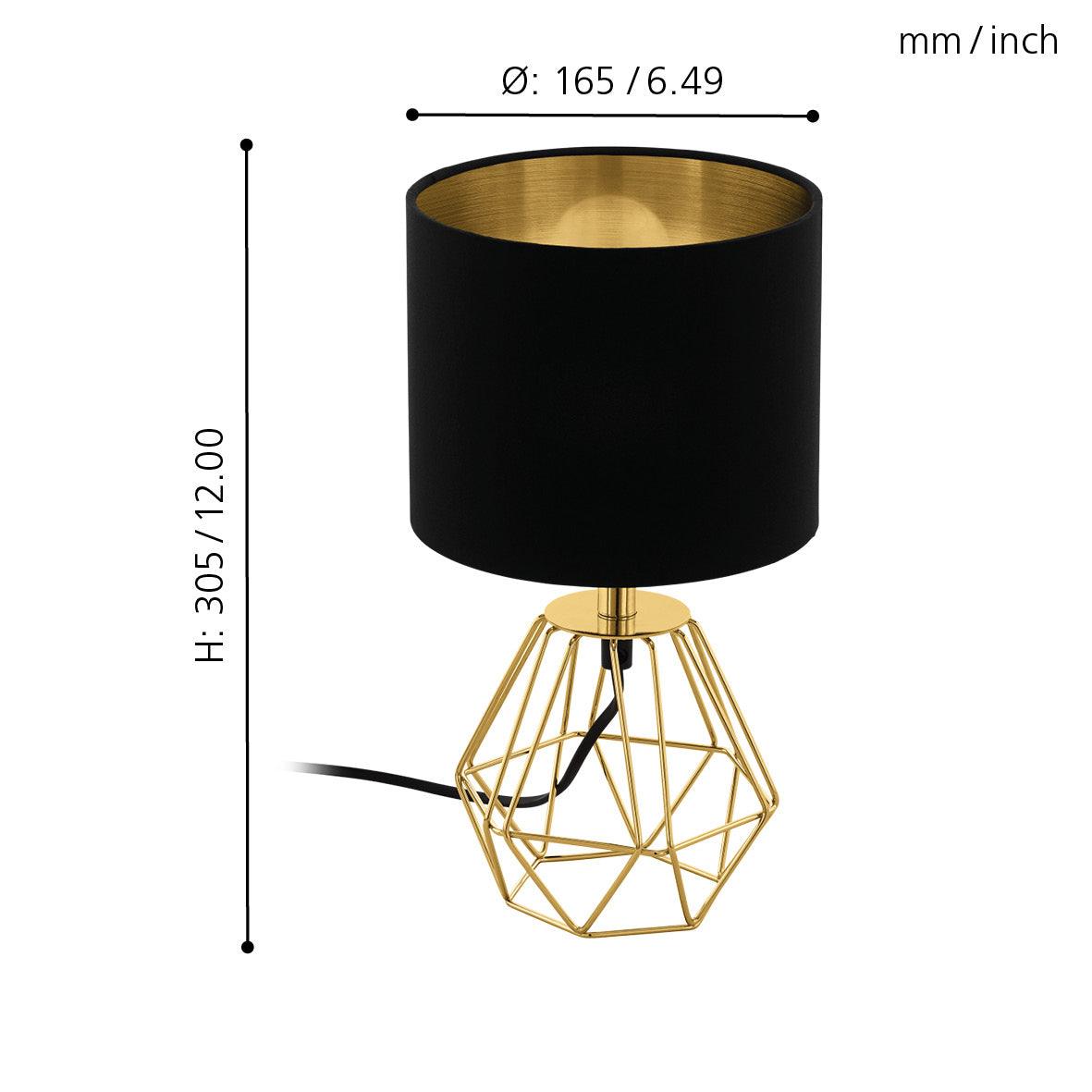 eglo carlton 2 gold gaged table lamp black shade living room image