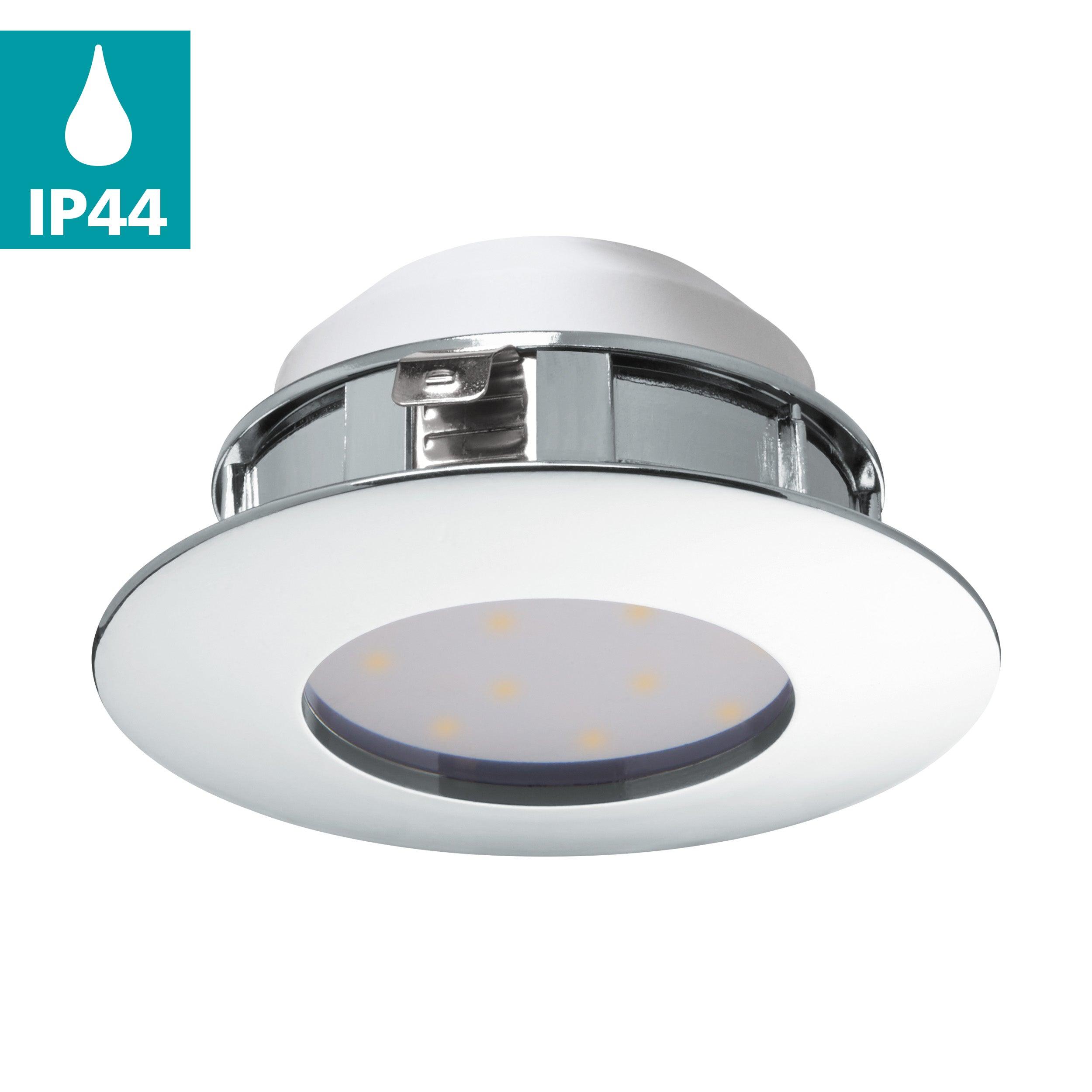 eglo pineda led chrome plated recessed downlight living room close up