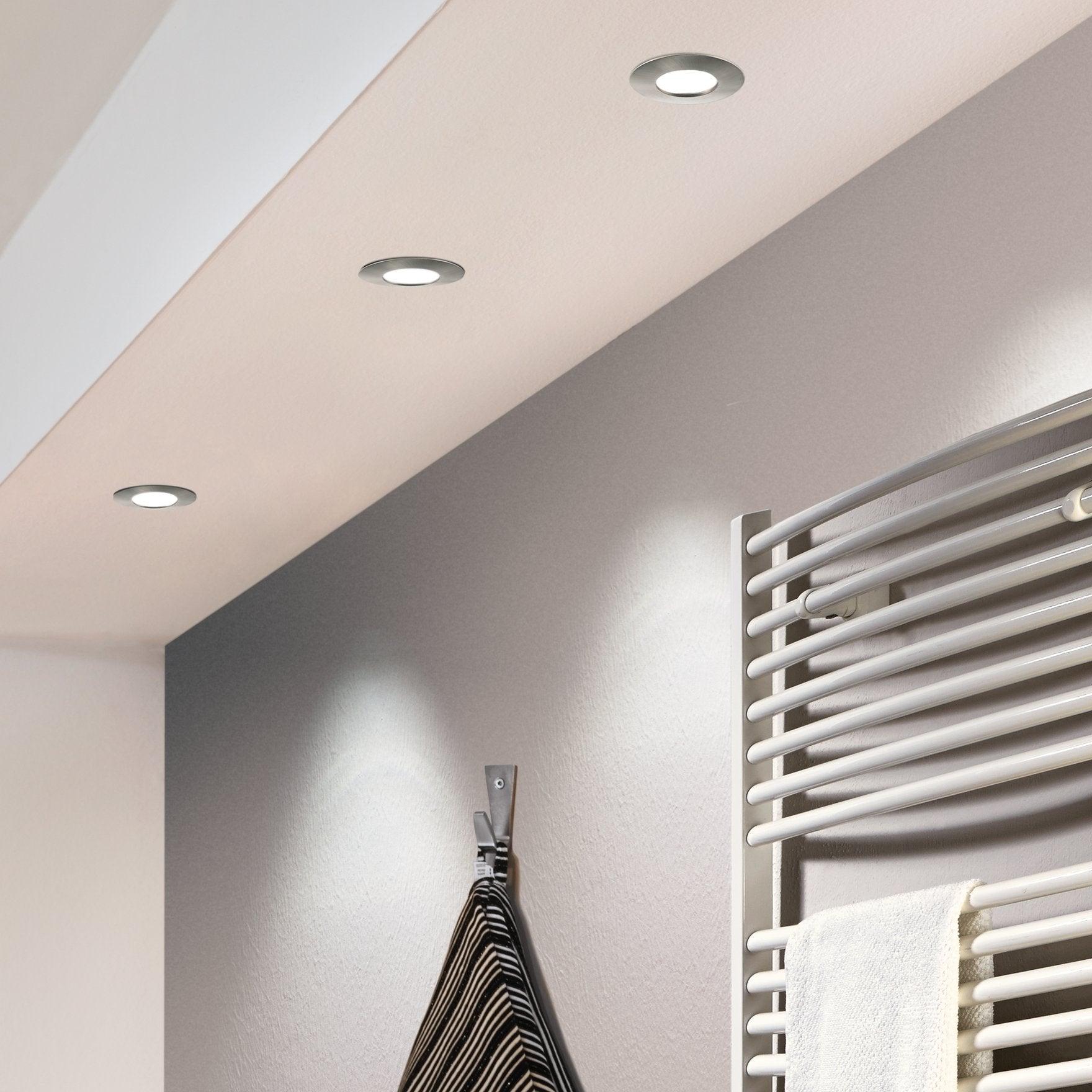 eglo pineda led nickel recessed downlight 7 8cm living room close up