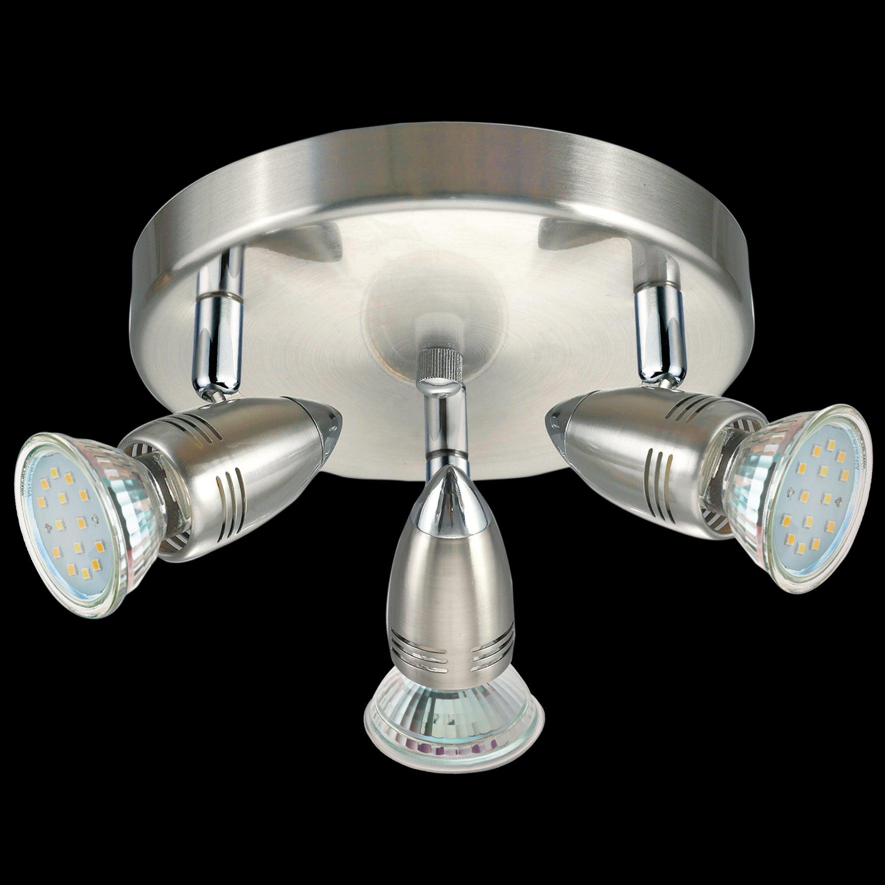 eglo magnum led nickel 3 light plate ceiling spotlight living room image