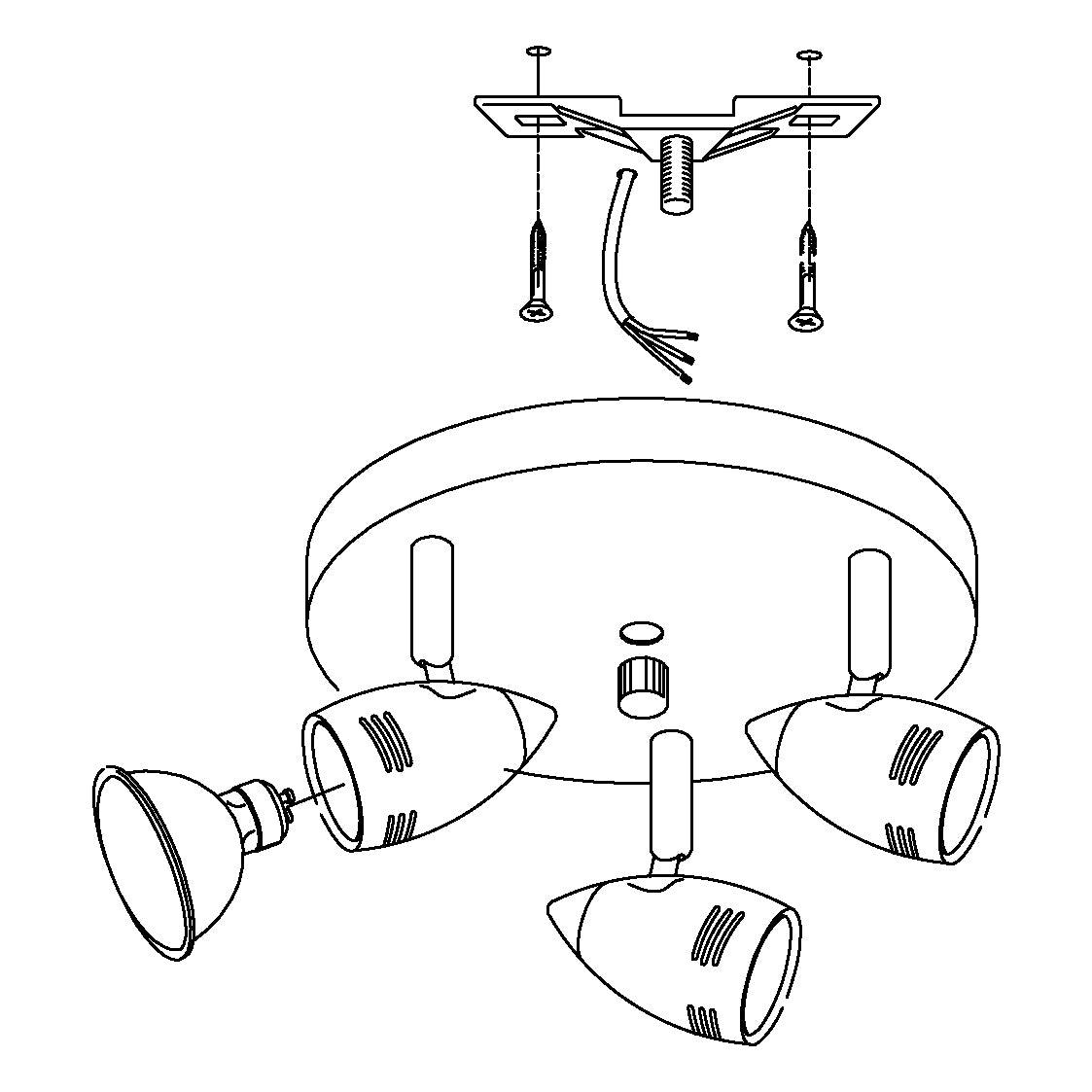 eglo magnum led nickel 3 light plate ceiling spotlight living room close up
