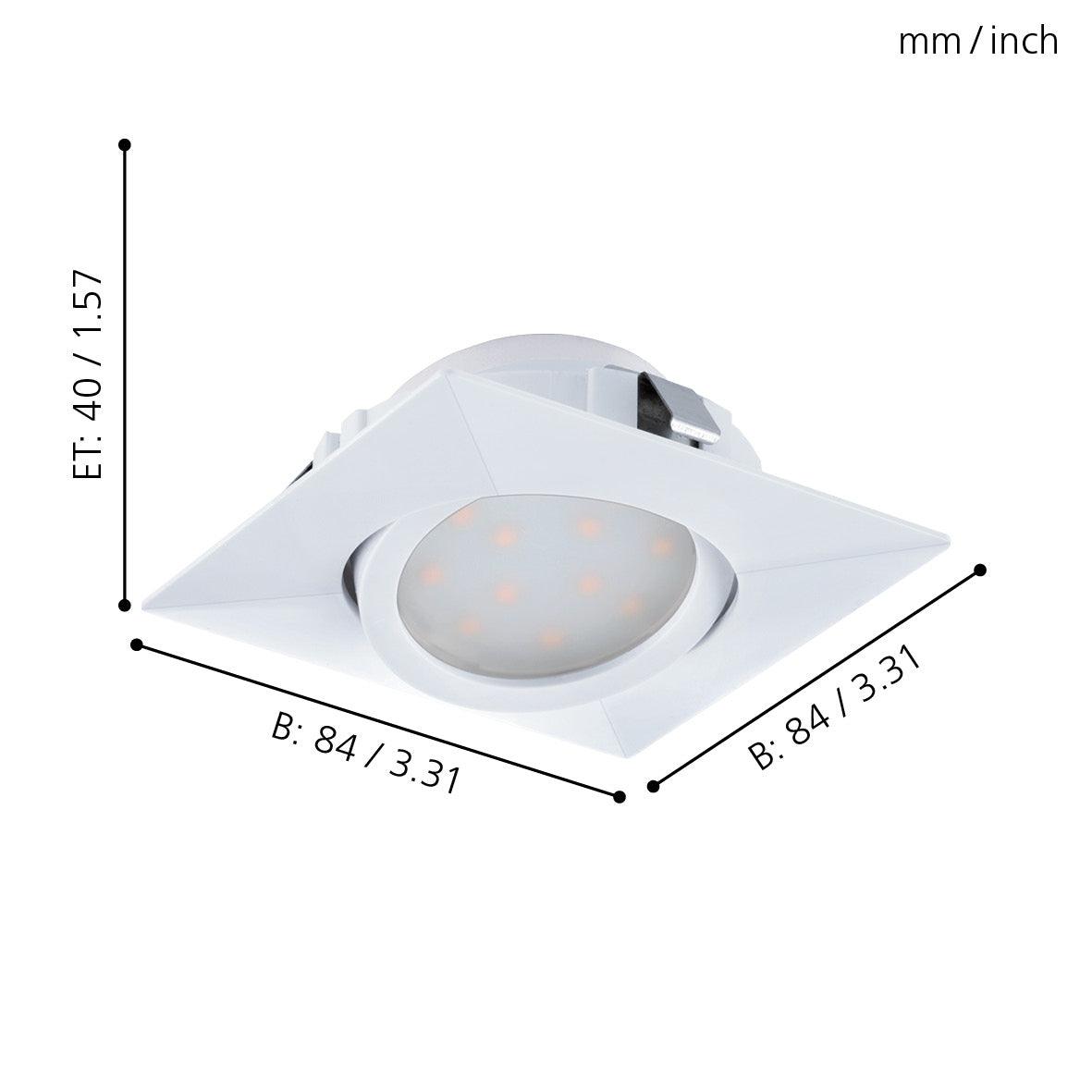 eglo pineda set of 3 led white square recessed downlights Kitchen Lighting Close Up