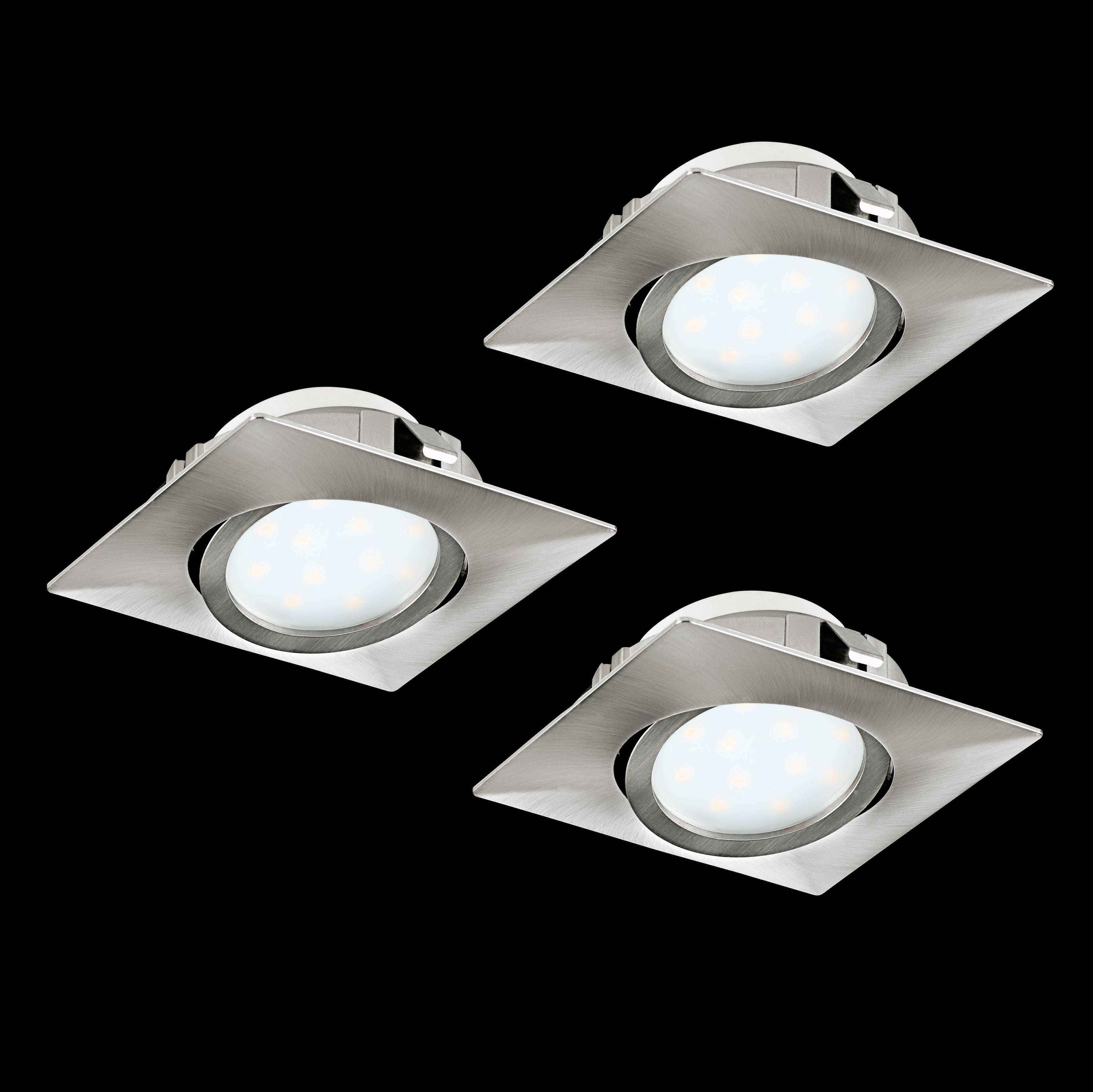 eglo pineda set of 3 led nickel recessed downlights