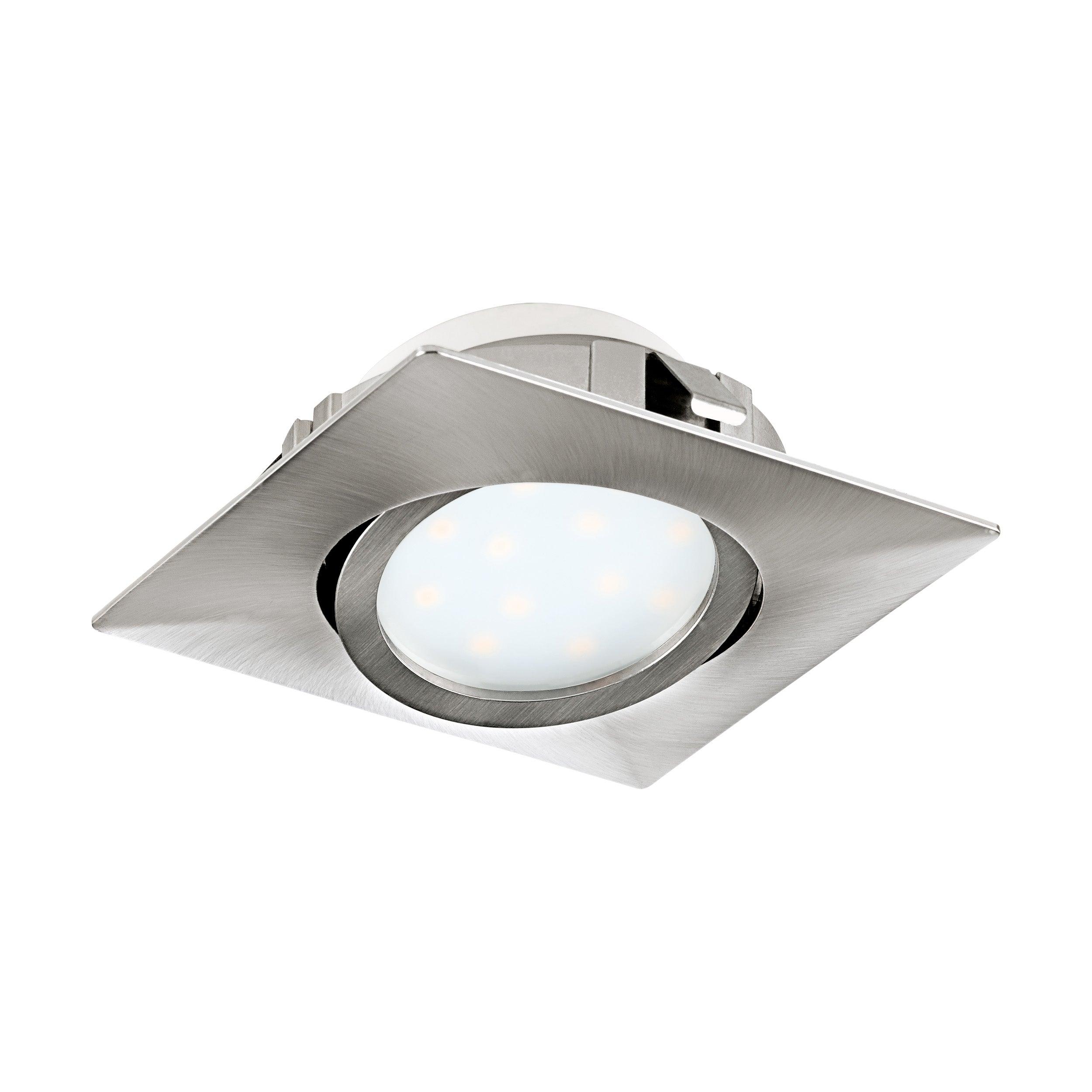 eglo pineda set of 3 led nickel recessed downlights living room image