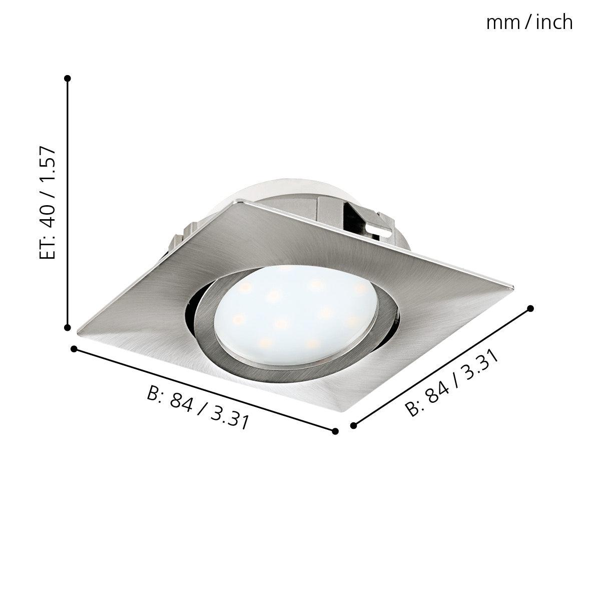 eglo pineda set of 3 led nickel recessed downlights living room close up
