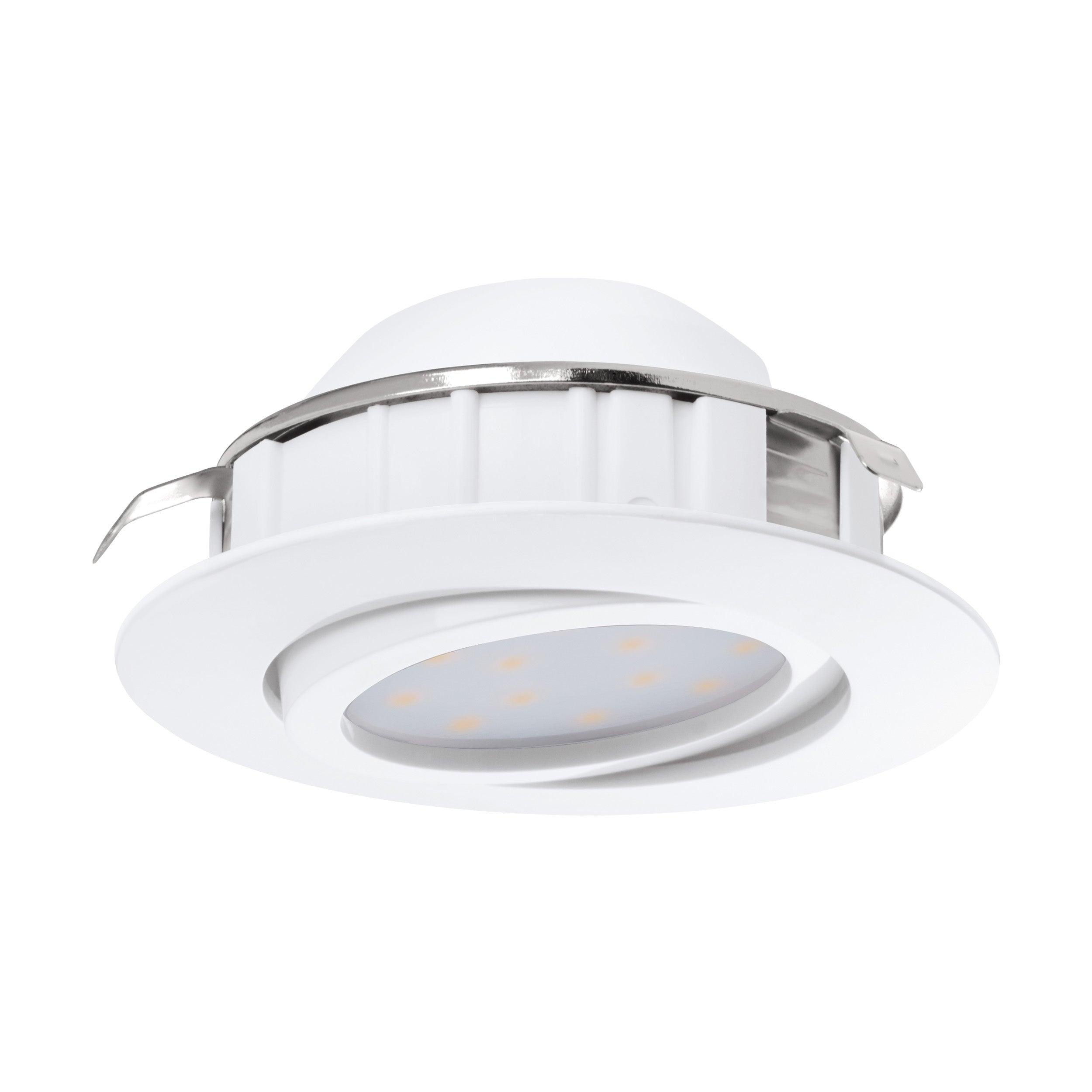 eglo pineda set of 3 led white 4 9w recessed downlights 8 4cm living room close up