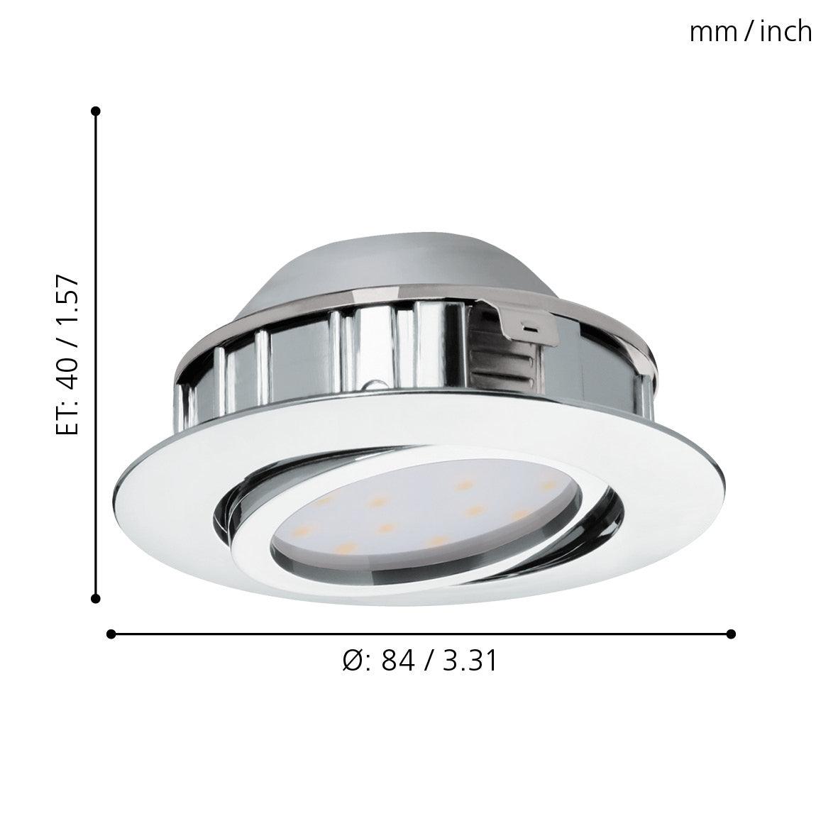 eglo pineda set of 3 chrome led recessed downlights 8 4cm living room close up
