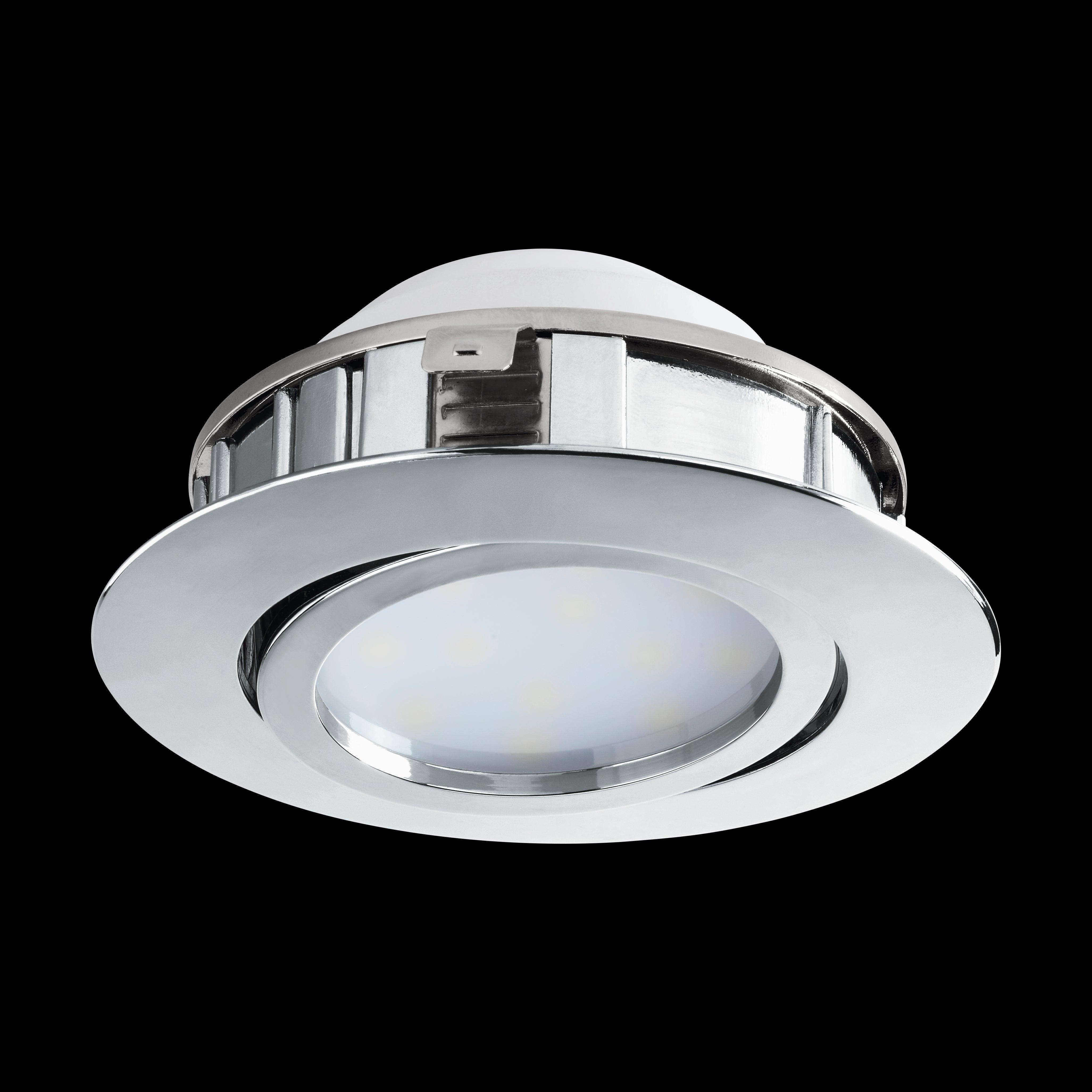 eglo pineda led chrome recessed downlight 8 4cm living room close up