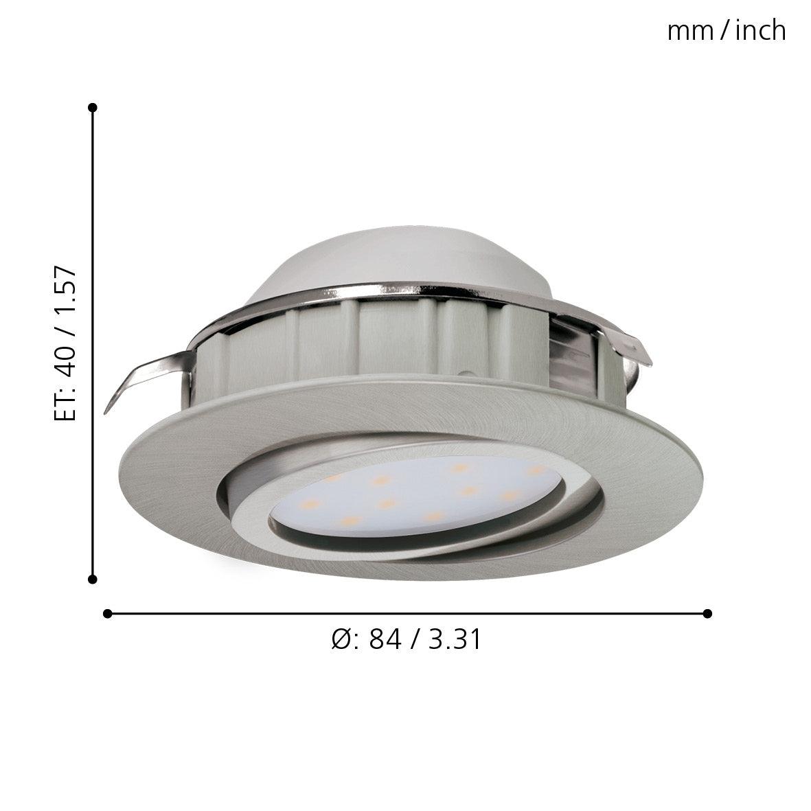eglo pineda nickel led recessed downlight living room close up