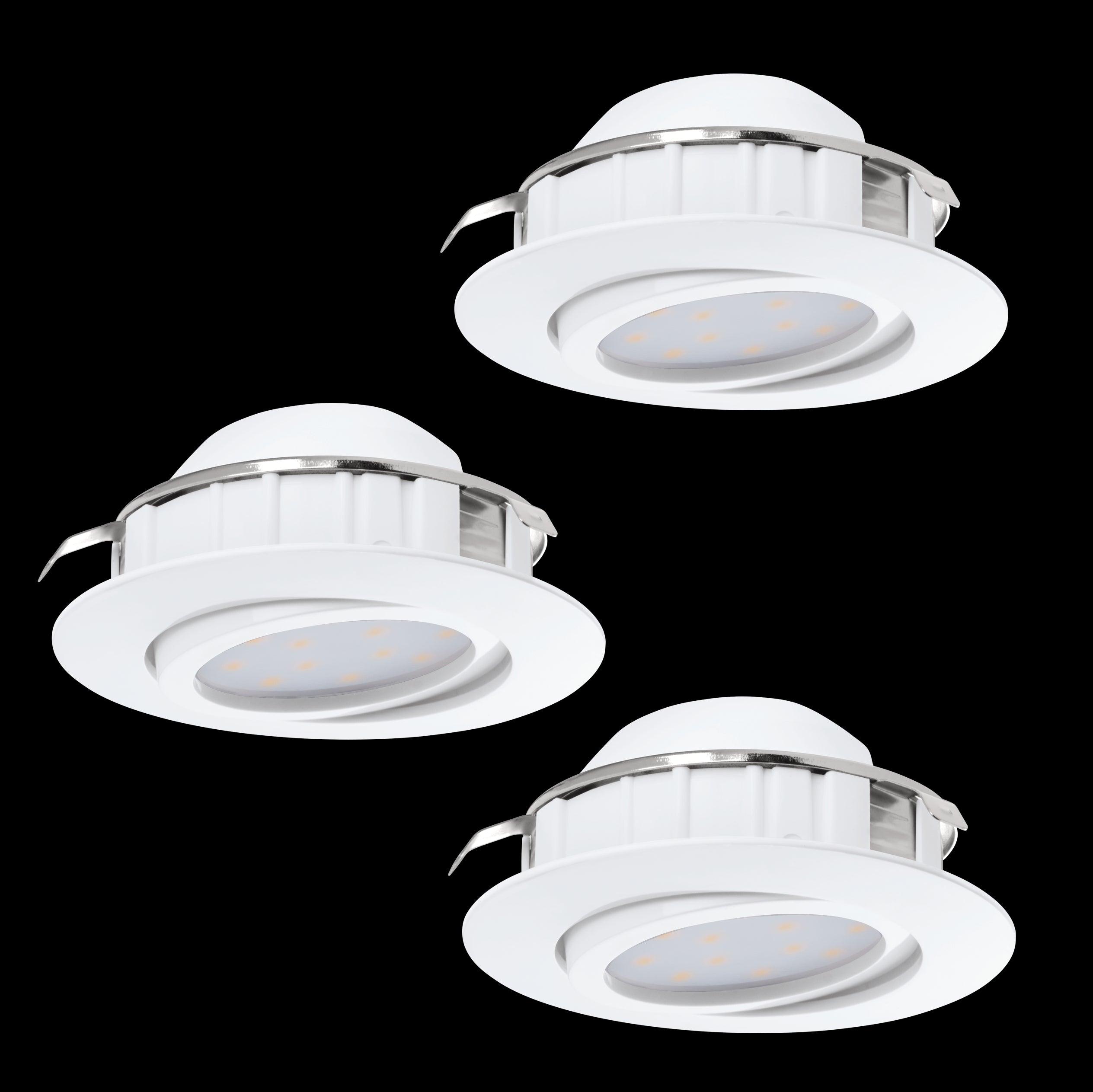 eglo pineda set of 3 led warm white recessed downlights 5 5w