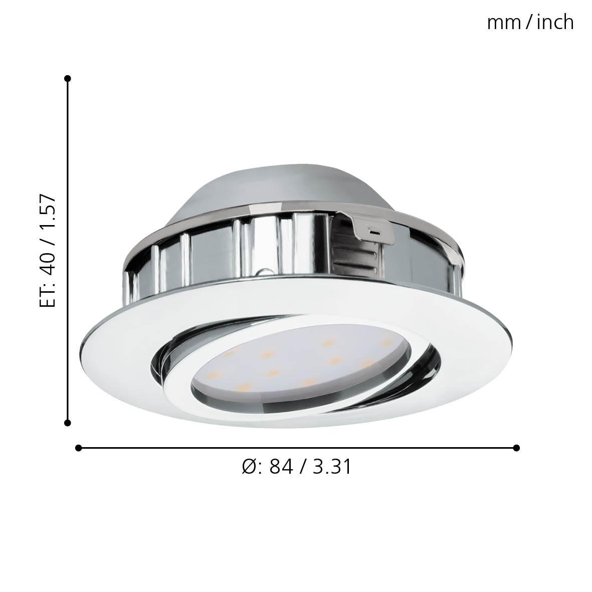 eglo pineda set of 3 led chrome recessed downlights kitchen lighting
