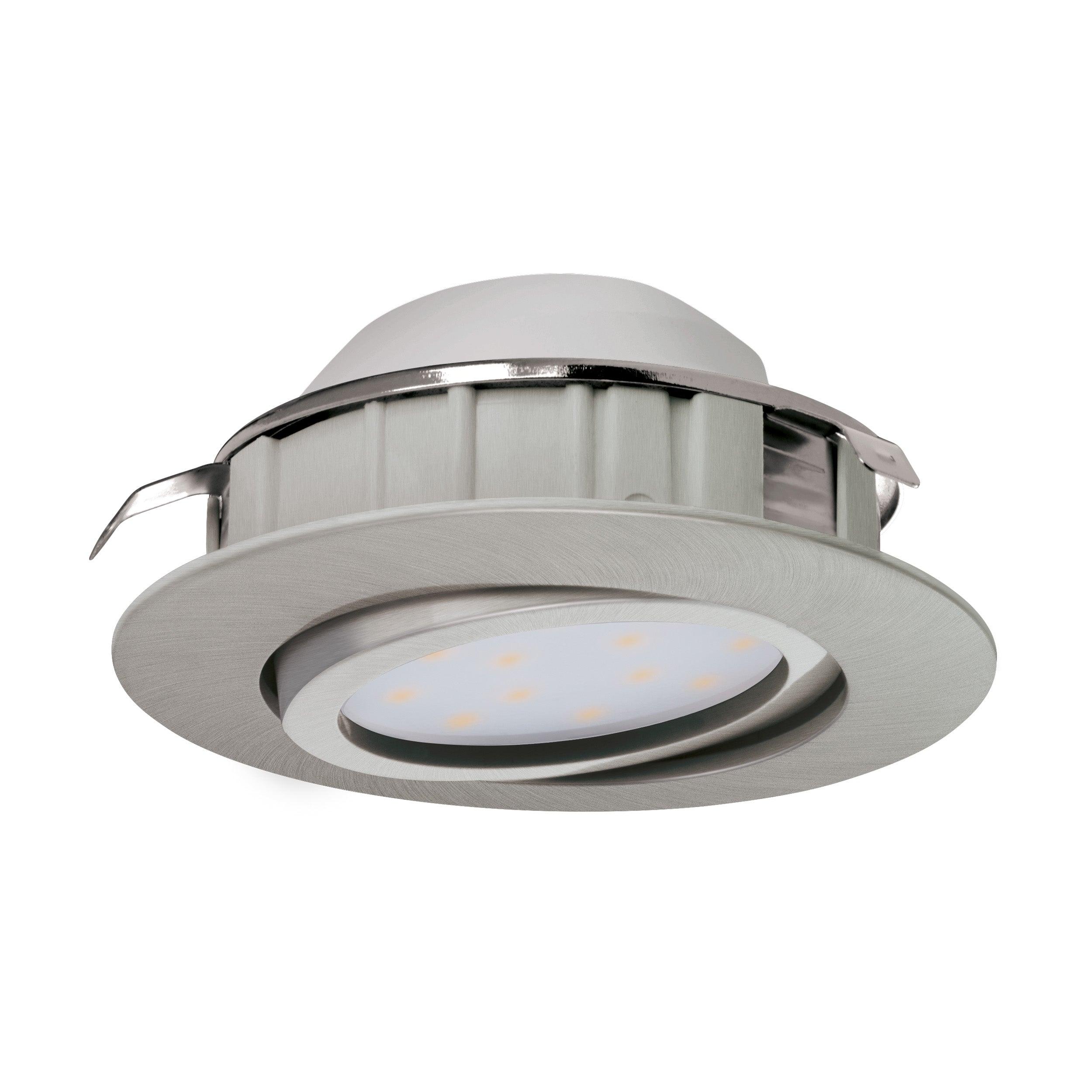 eglo pineda set of 3 led nickel warm white recessed downlights living room close up
