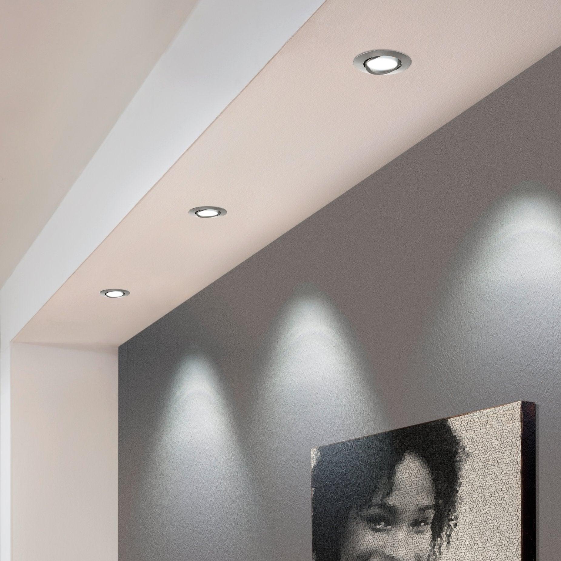 eglo pineda set of 3 led nickel warm white recessed downlights
