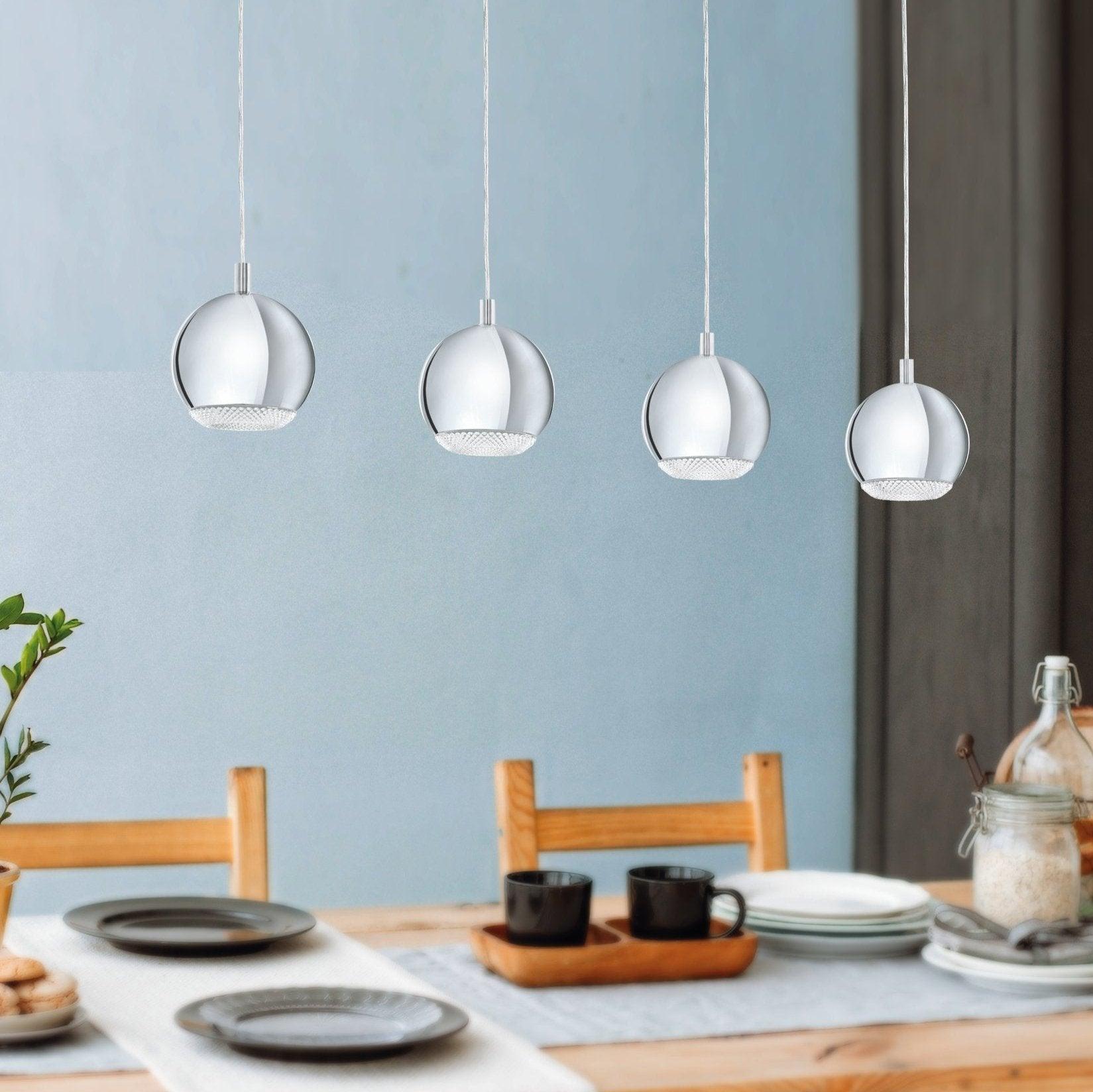 eglo conessa chrome crystal effect 4 light bar ceiling pendant