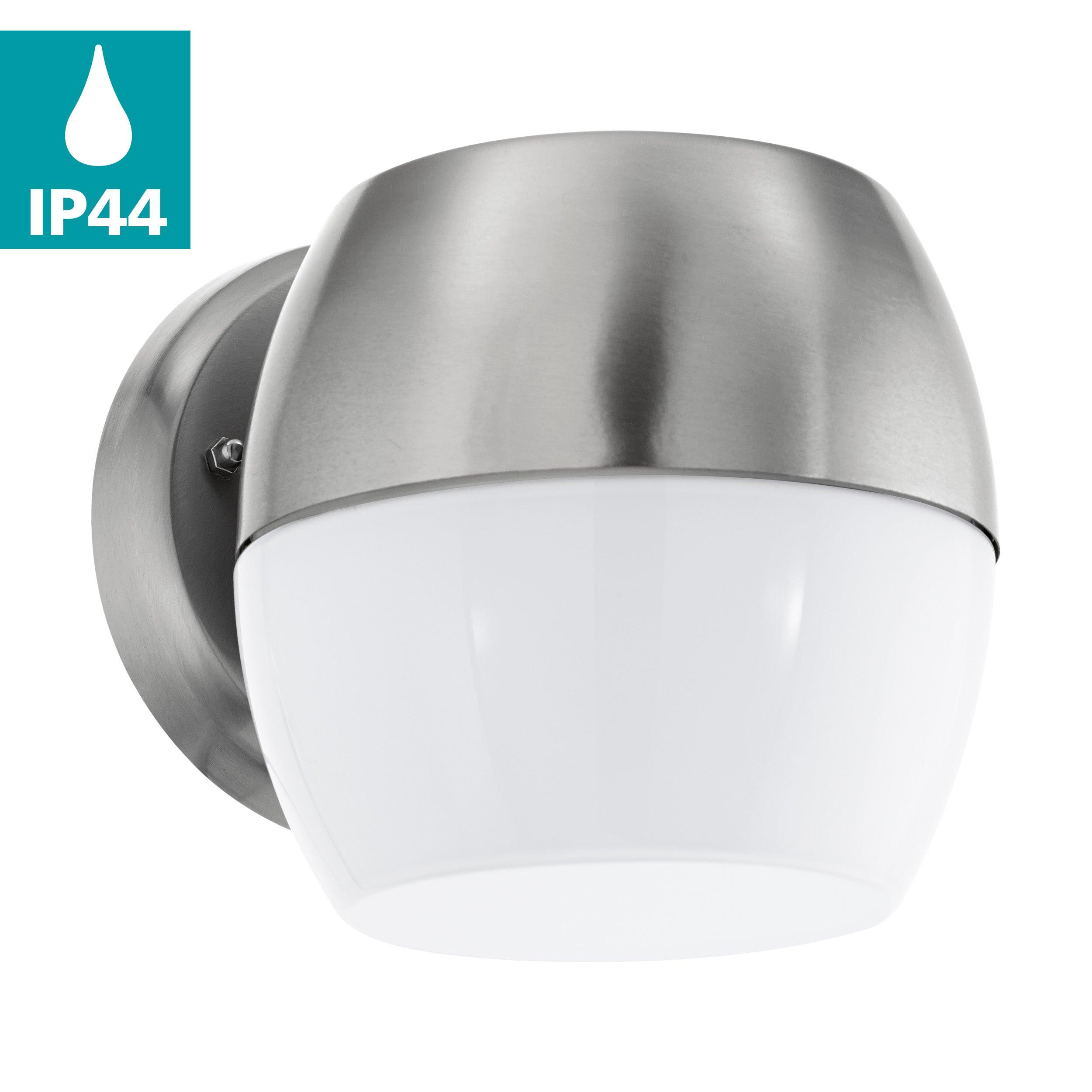 eglo oncala ip44 stainless steel outdoor led wall light living room close up