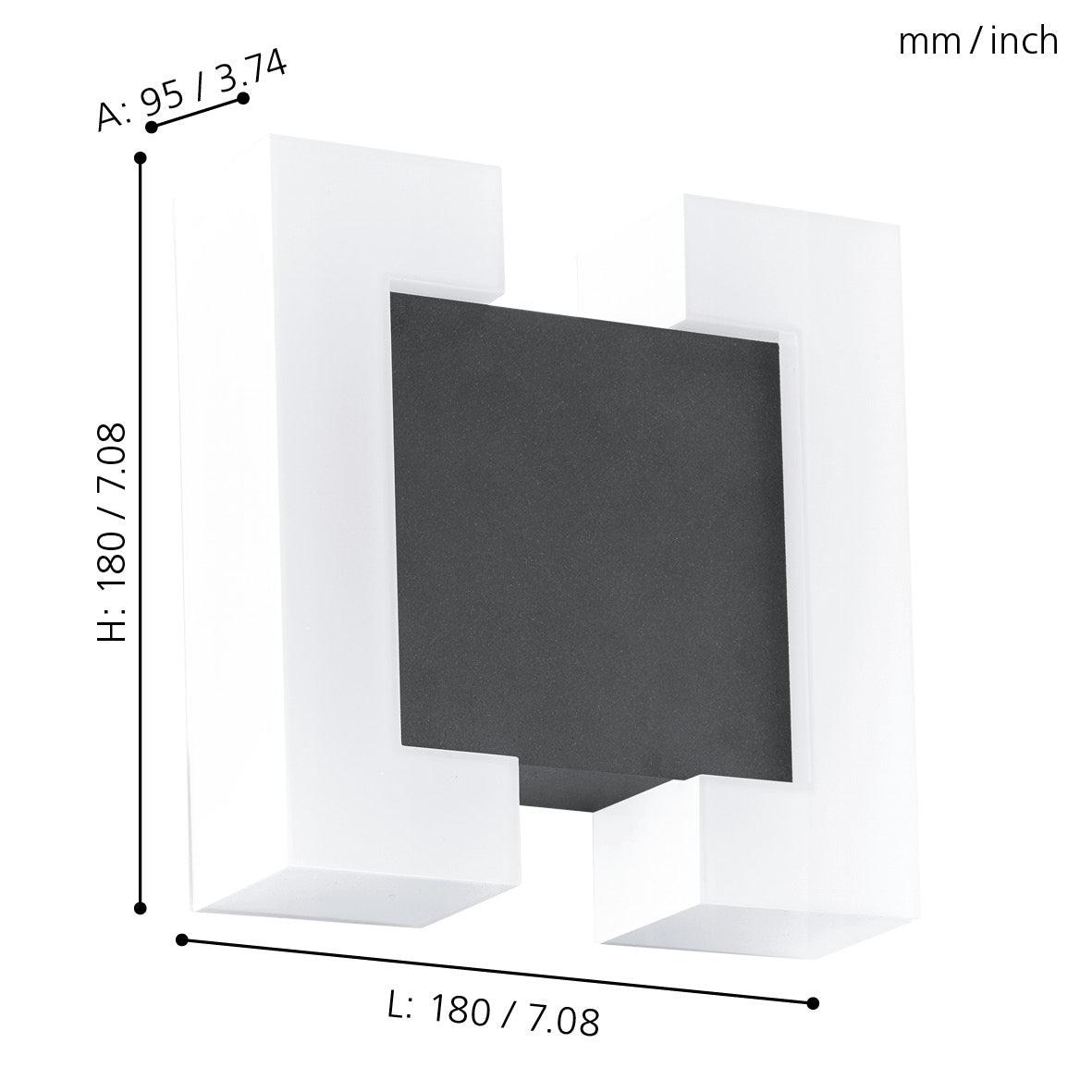 eglo sitia ip44 grey led outdoor wall light living room close up