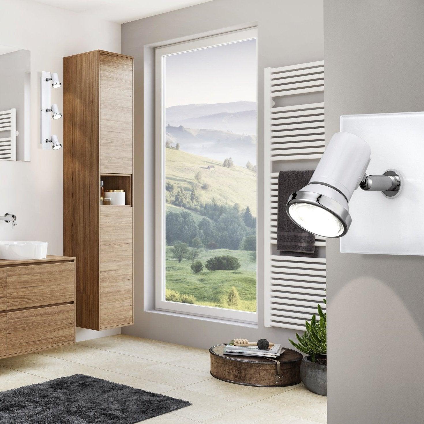 eglo tamara 1 white chrome bathroom wall spotlight