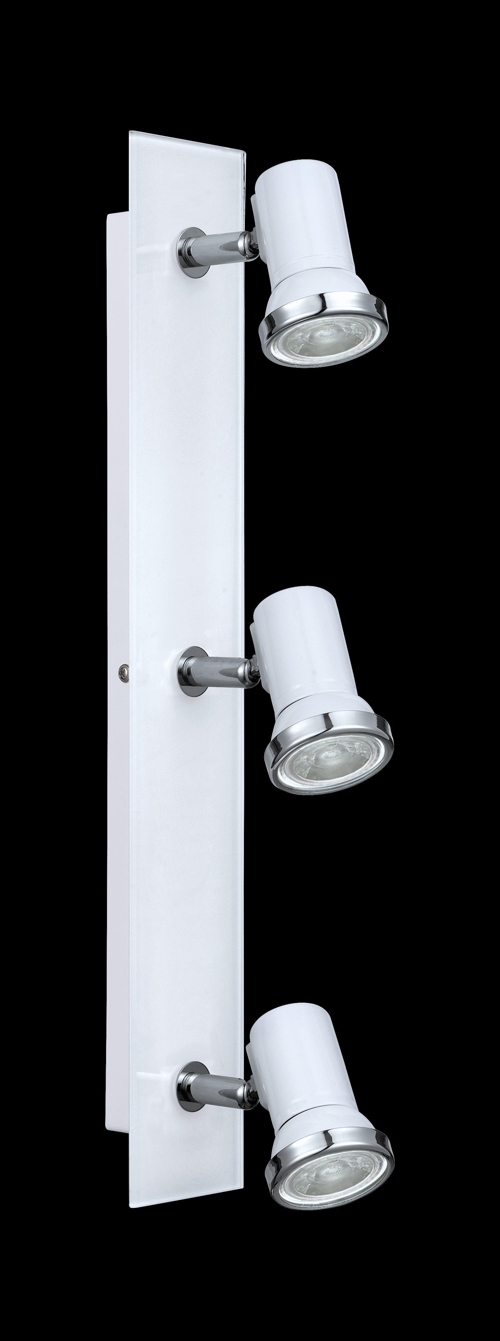 eglo tamara 1 white chrome 3 light bathroom spotlight bar living room close up
