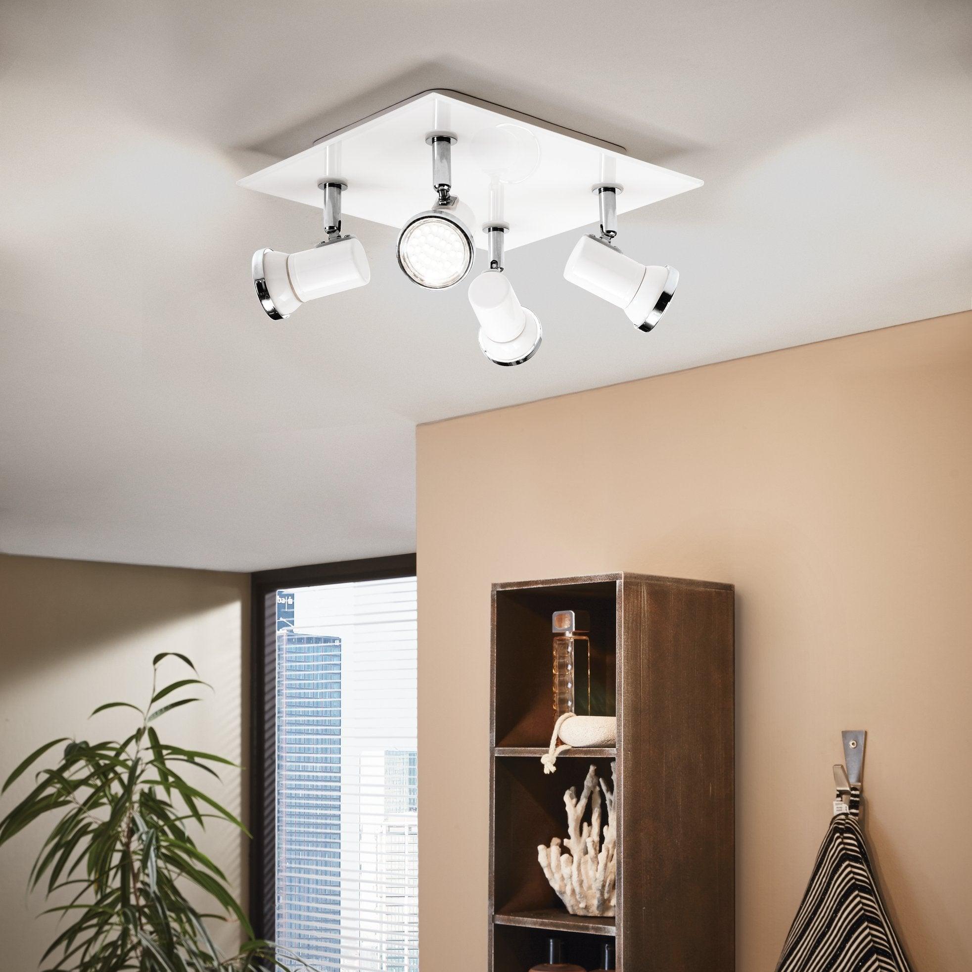 eglo tamara 1 white chrome 4 light bathroom spotlight plate