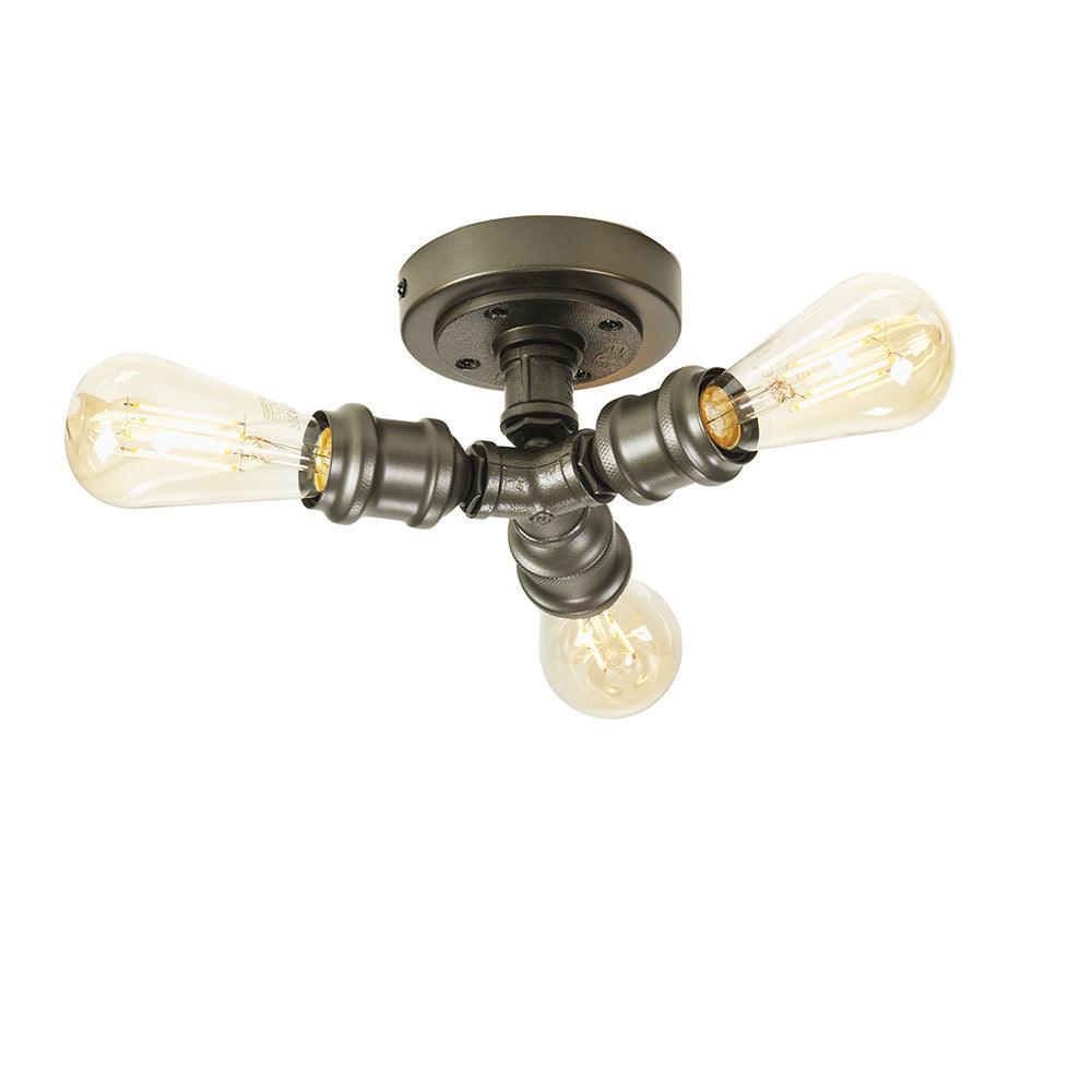 Oaks Iron 3 Light Gun Metal Flush living room Ceiling Light