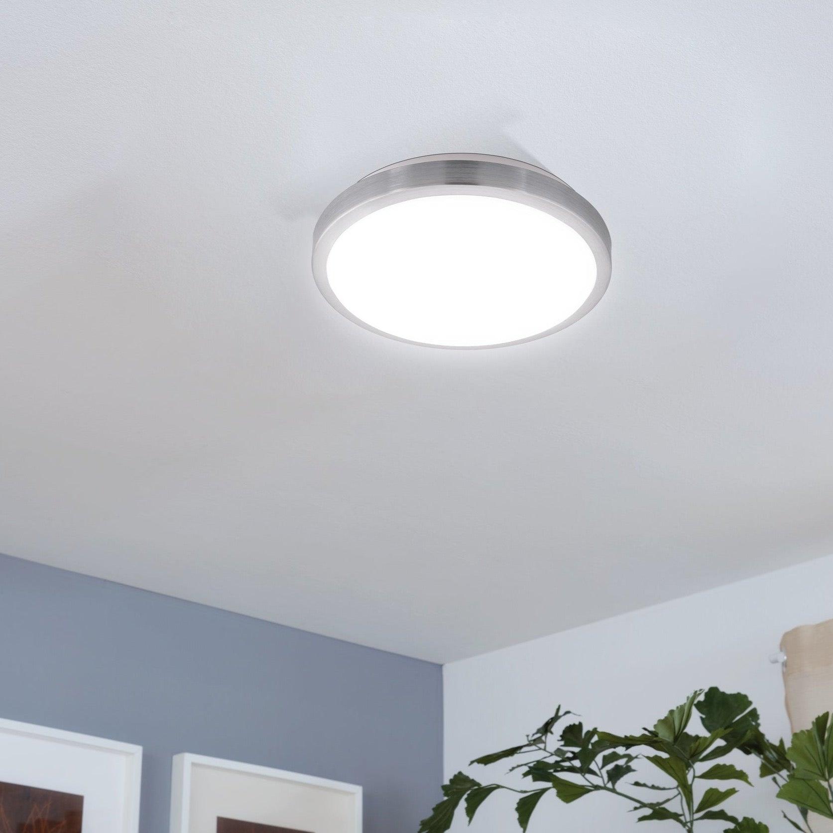 eglo competa 1 nickel round led ceiling flush 32 5cm living room image