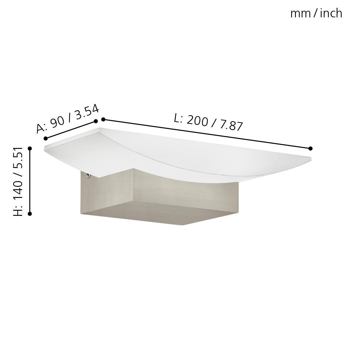 eglo metrass nickel led wall light kitchen lighting