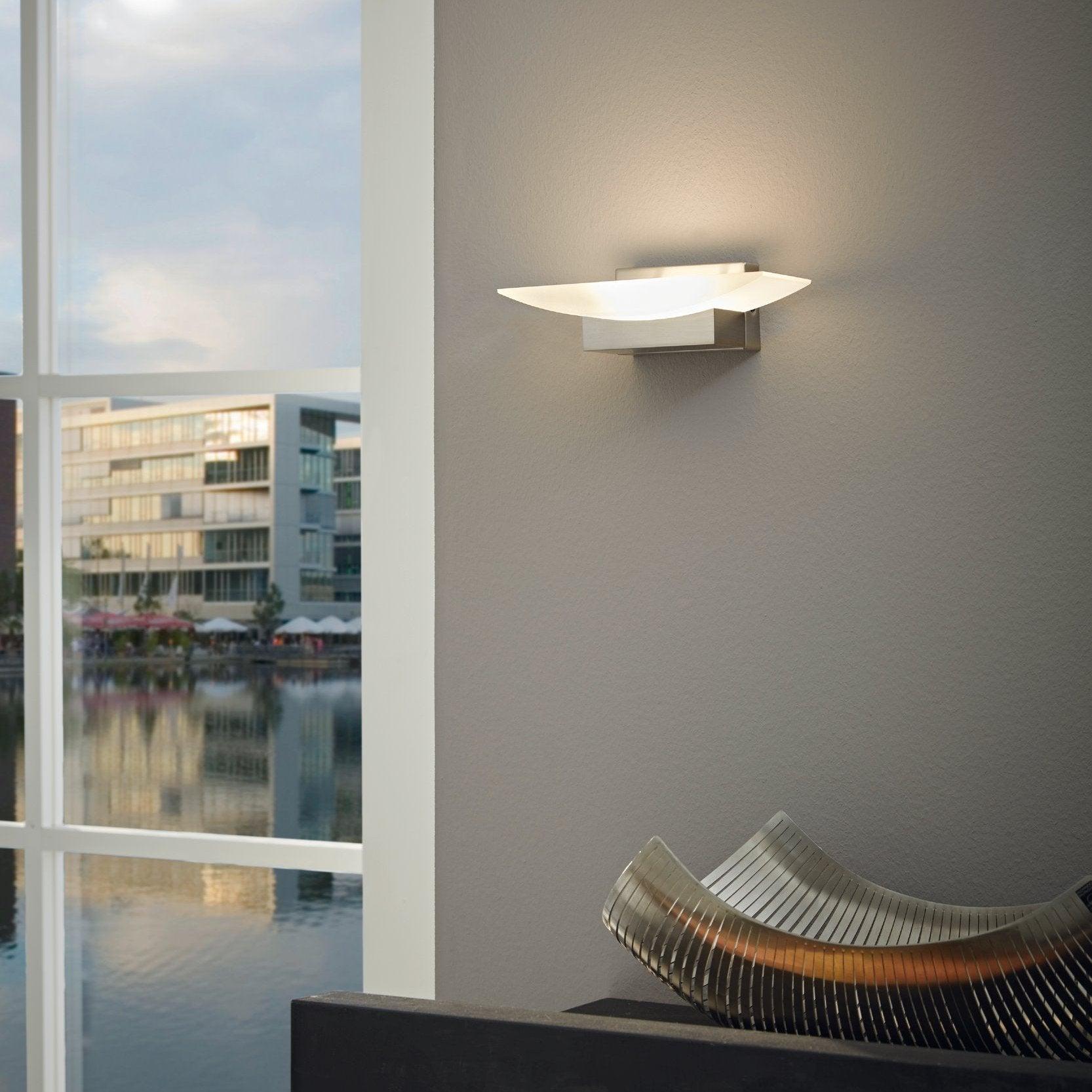 eglo metrass nickel led wall light