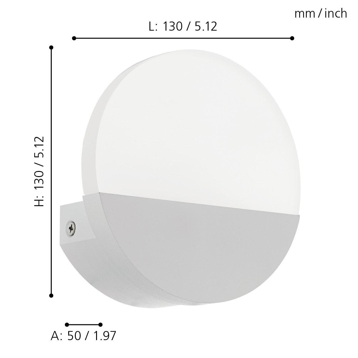 eglo metrass 1 white led wall light living room close up