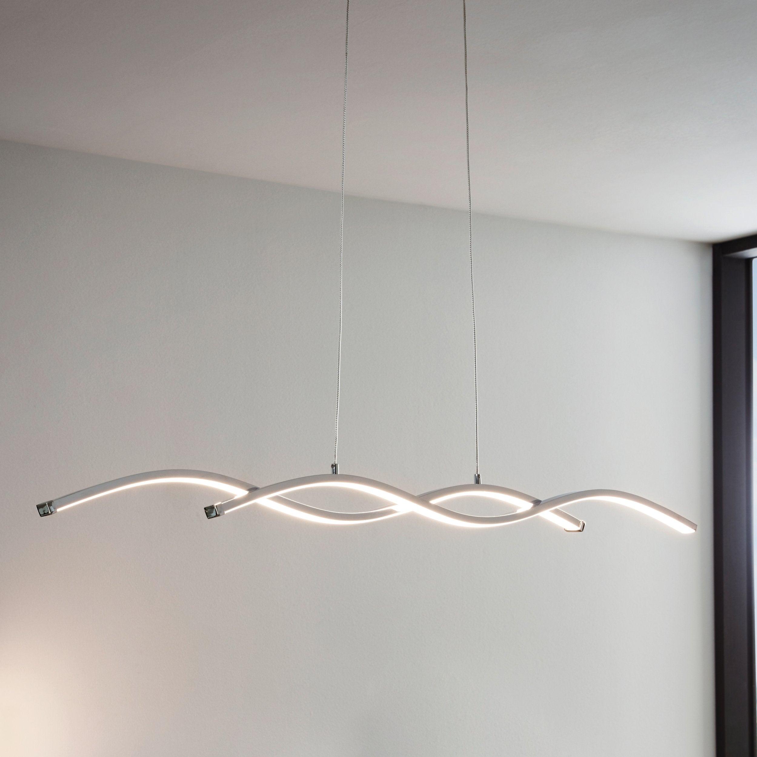 eglo lasana 2 led chrome curved ceiling pendant 87cm living room image