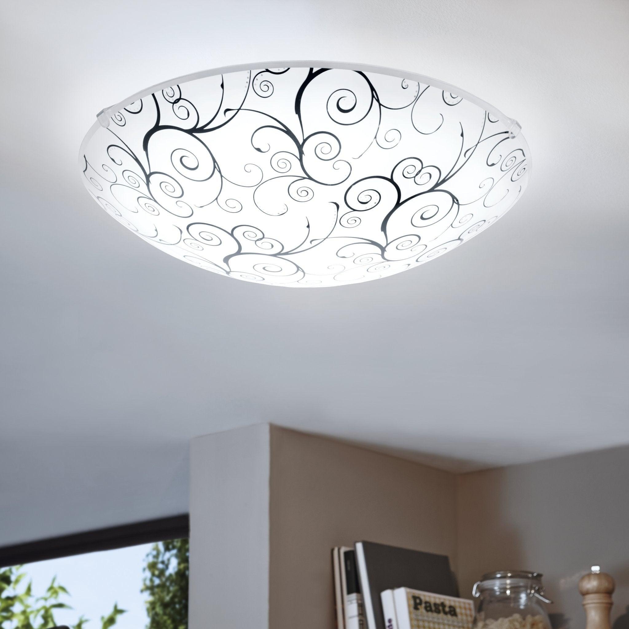 eglo margitta 1 floral design white glass led flush