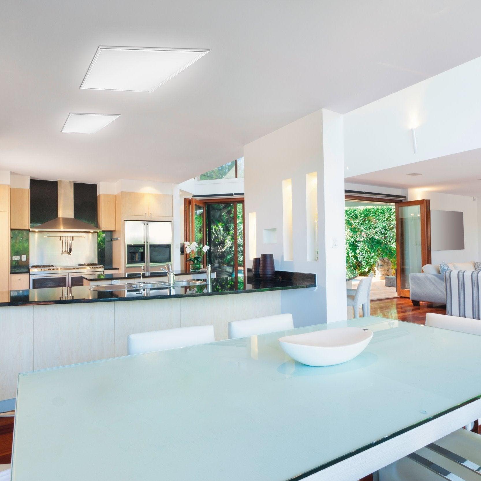 eglo salobrena 1 led white flush square panel light 62cm