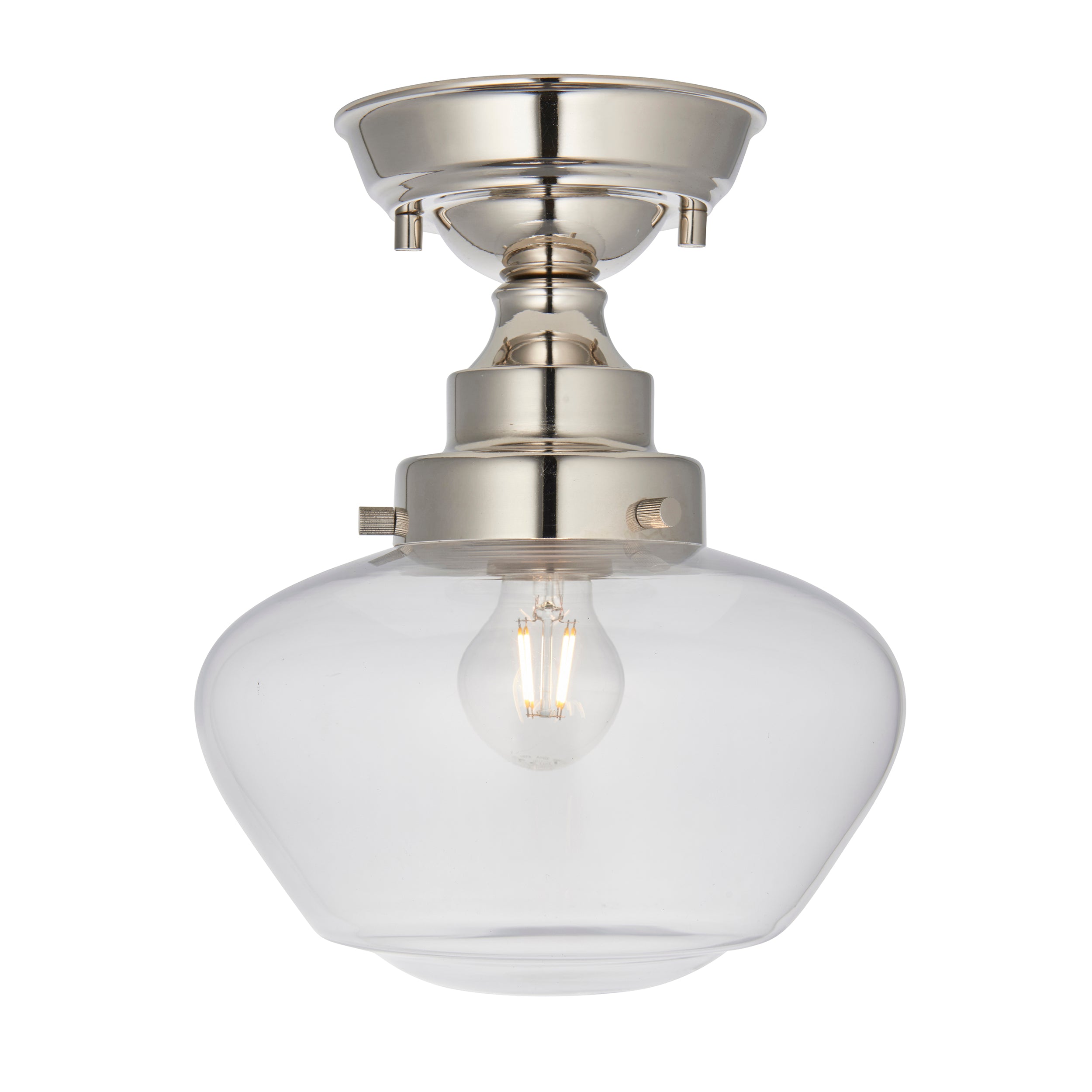 Camberley Nickel School House Semi Flush Ceiling Light